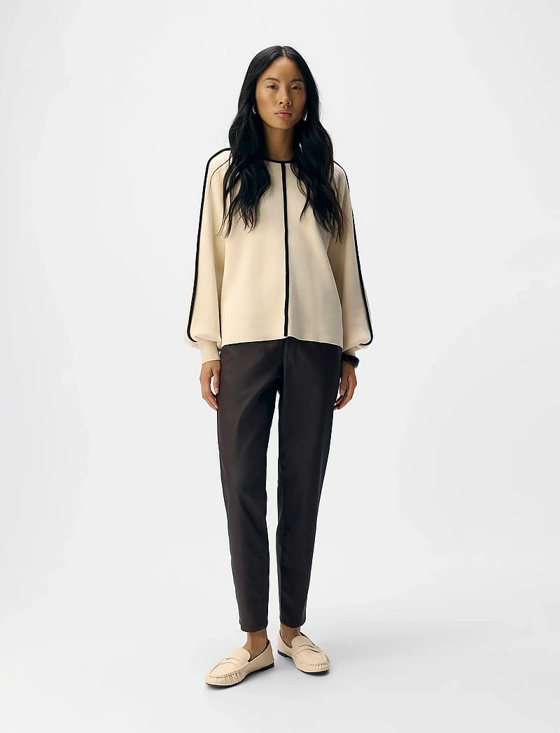 Object - OBJREYNARD LS LO CONTRAST PULLOVER DIV - dressipluusid - sandshell - 0