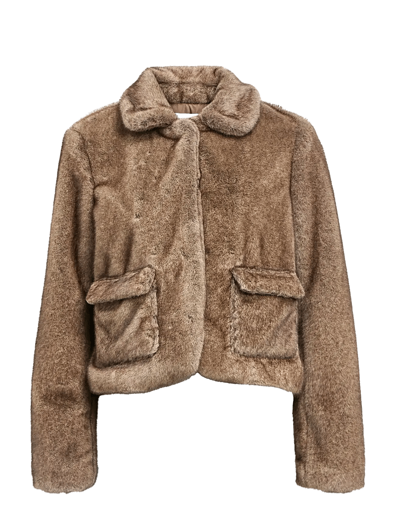 Object - OBJKLARA L/S RE JACKET 140 - sztuczne futro - morel - 1