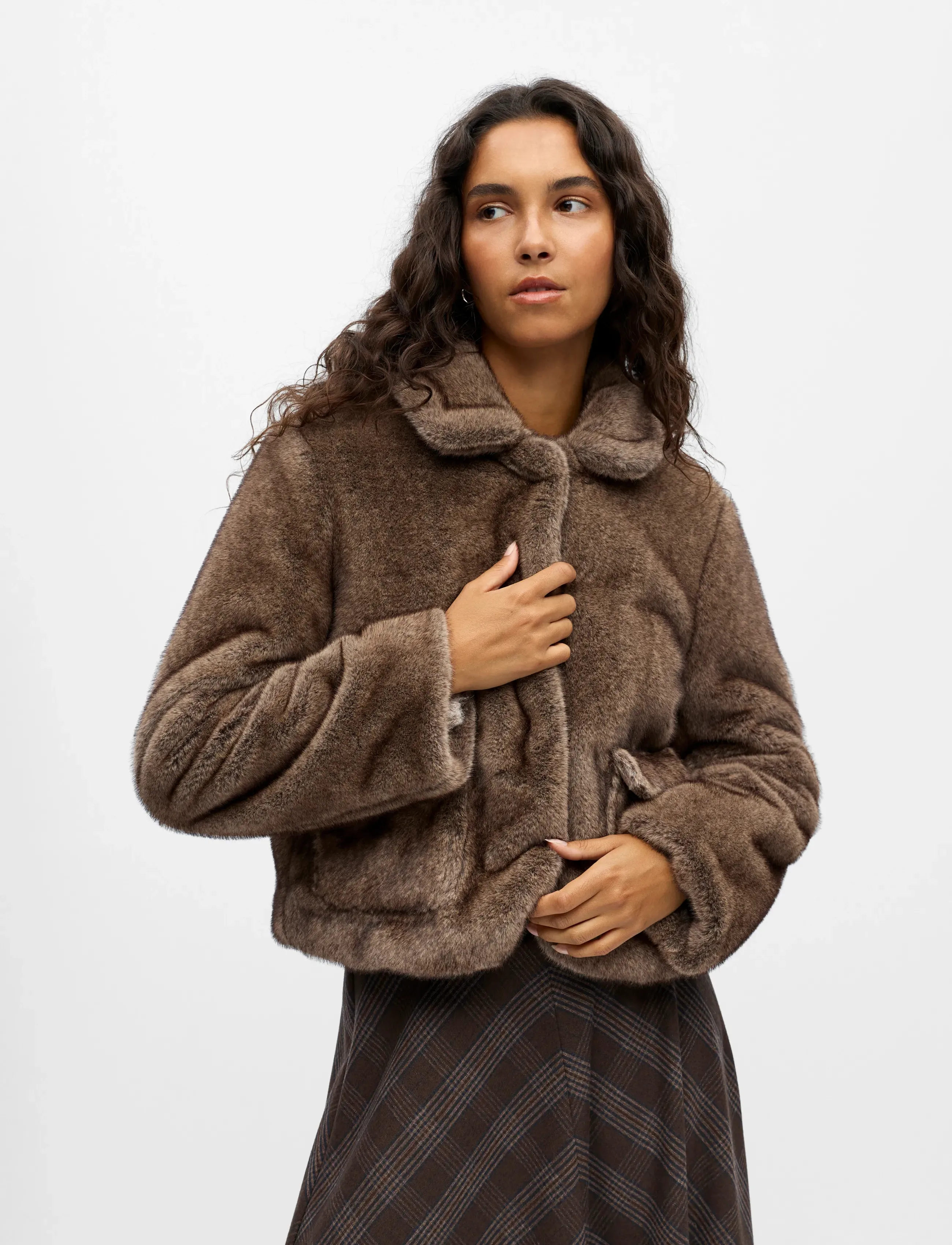 Object - OBJKLARA L/S RE JACKET 140 - kunstpelz - morel - 3