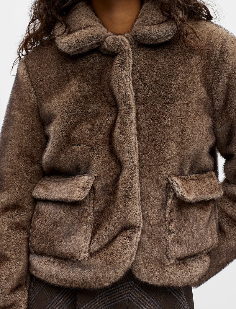 Object - OBJKLARA L/S RE JACKET 140 - sztuczne futro - morel - 4