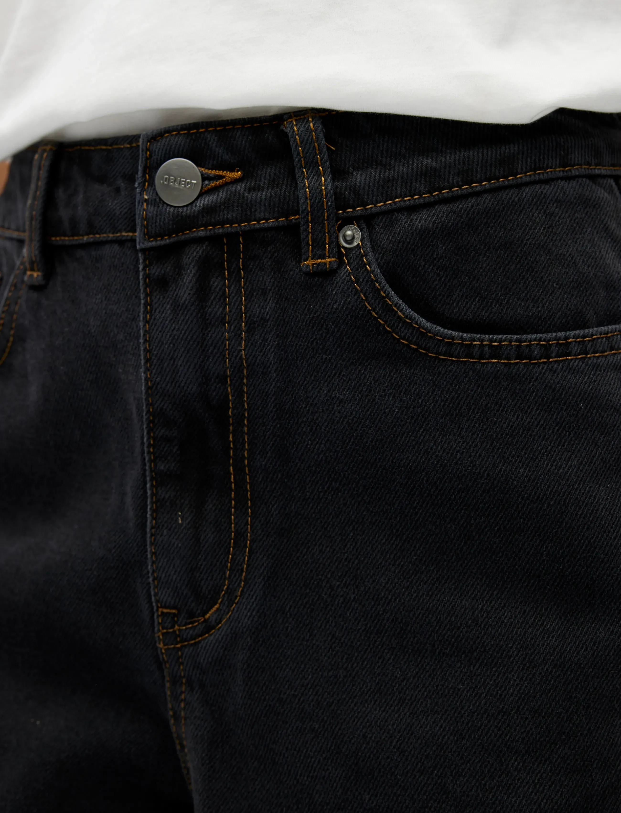 Object - OBJMOJI ELSA MW SUPER BARREL JEANS NOOS - naised - black denim - 4