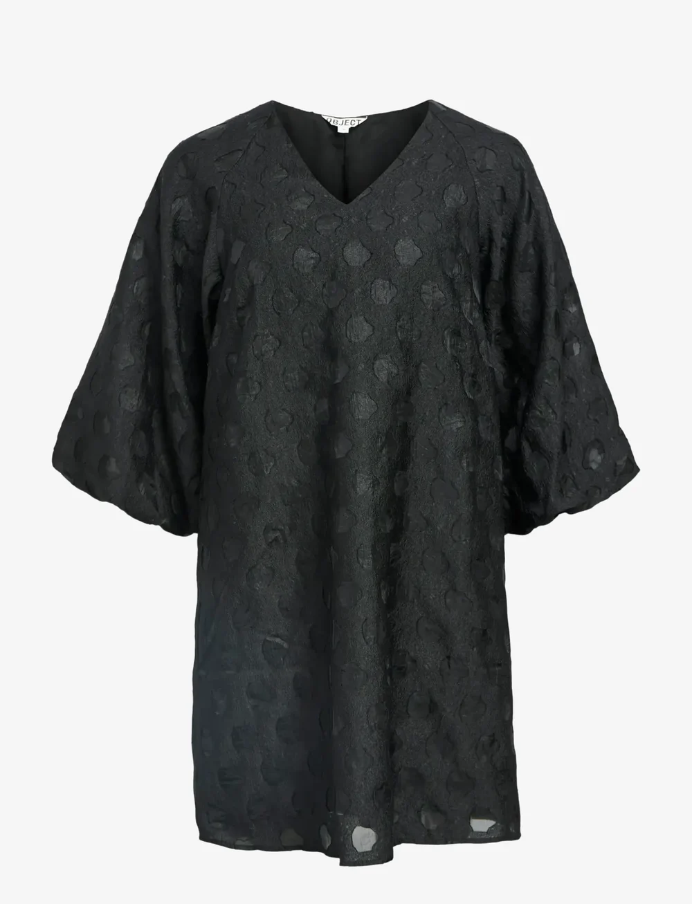 Object - OBJZAMMI 3/4 RE V-NECK SHORT DRESS 140 - sukienki koktajlowe - black - 0