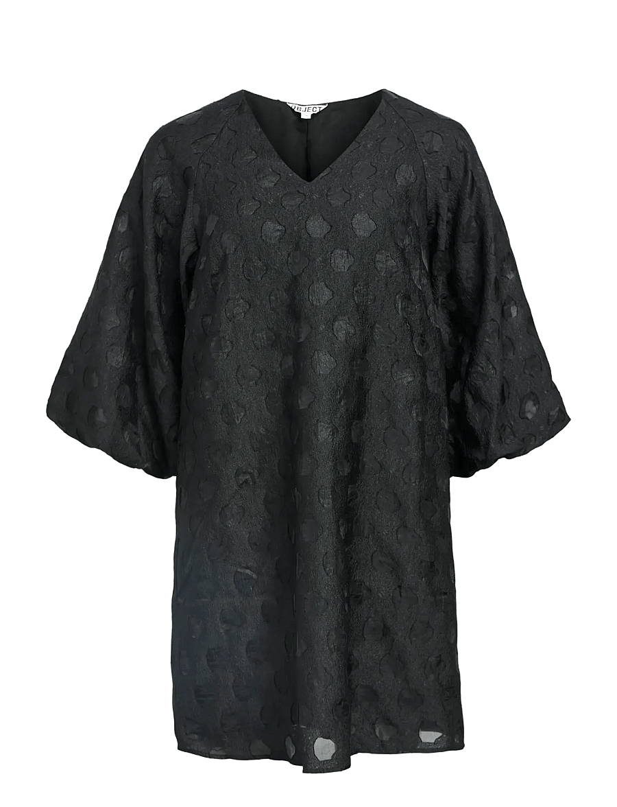 Object - OBJZAMMI 3/4 RE V-NECK SHORT DRESS 140 - cocktailkleider - black - 0
