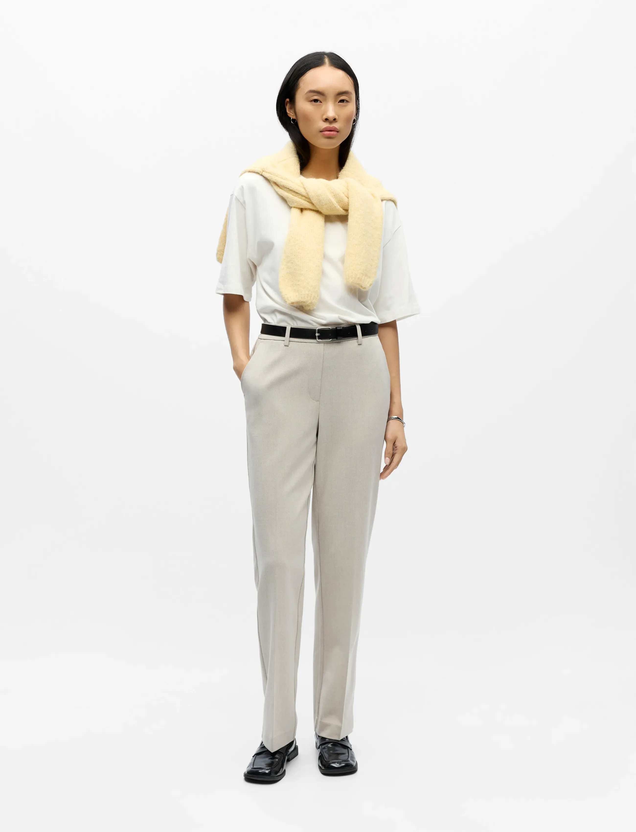 Object Objlisa Mw Straight Pant Noos, Kvinder, Midt Talje Lige Bukser, Beige, Str: 38 x 32