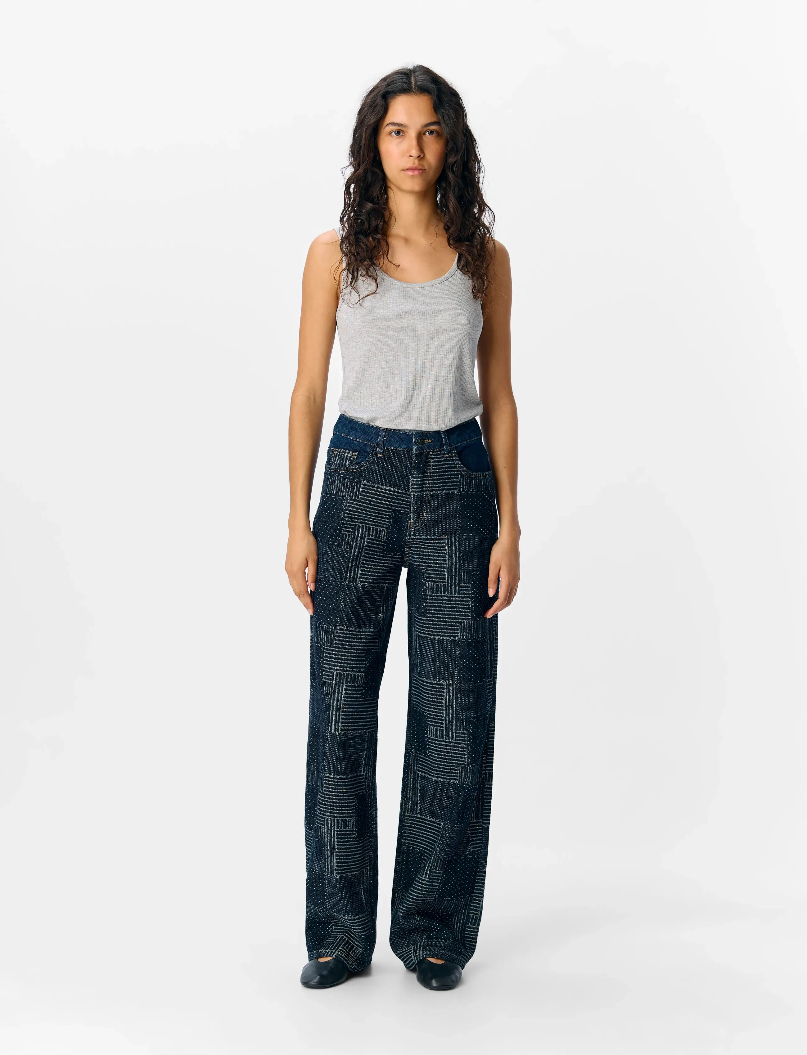Object OBJMOJI WARA DNM WIDE JEANS CC3 - Denimklær - DARK BLUE DENIM / navy