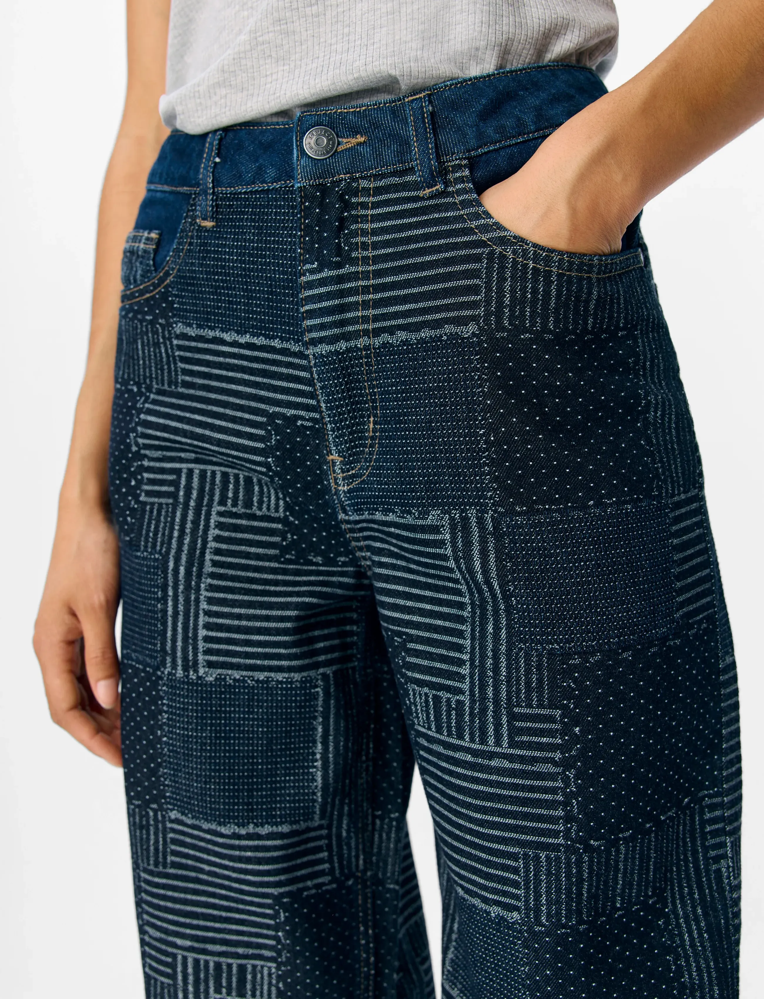 Object - OBJMOJI WARA DNM WIDE JEANS CC3 - hosen mit weitem bein - dark blue denim - 5