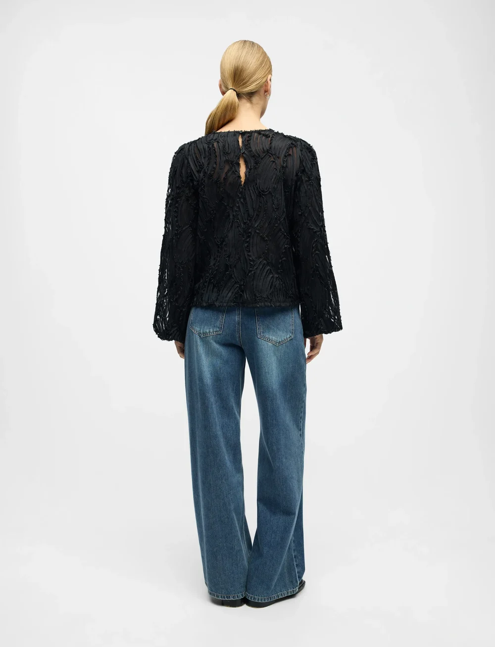 Object - OBJLUCIE L/S RE O-NECK TOP NOOS - langærmede bluser - black - 2