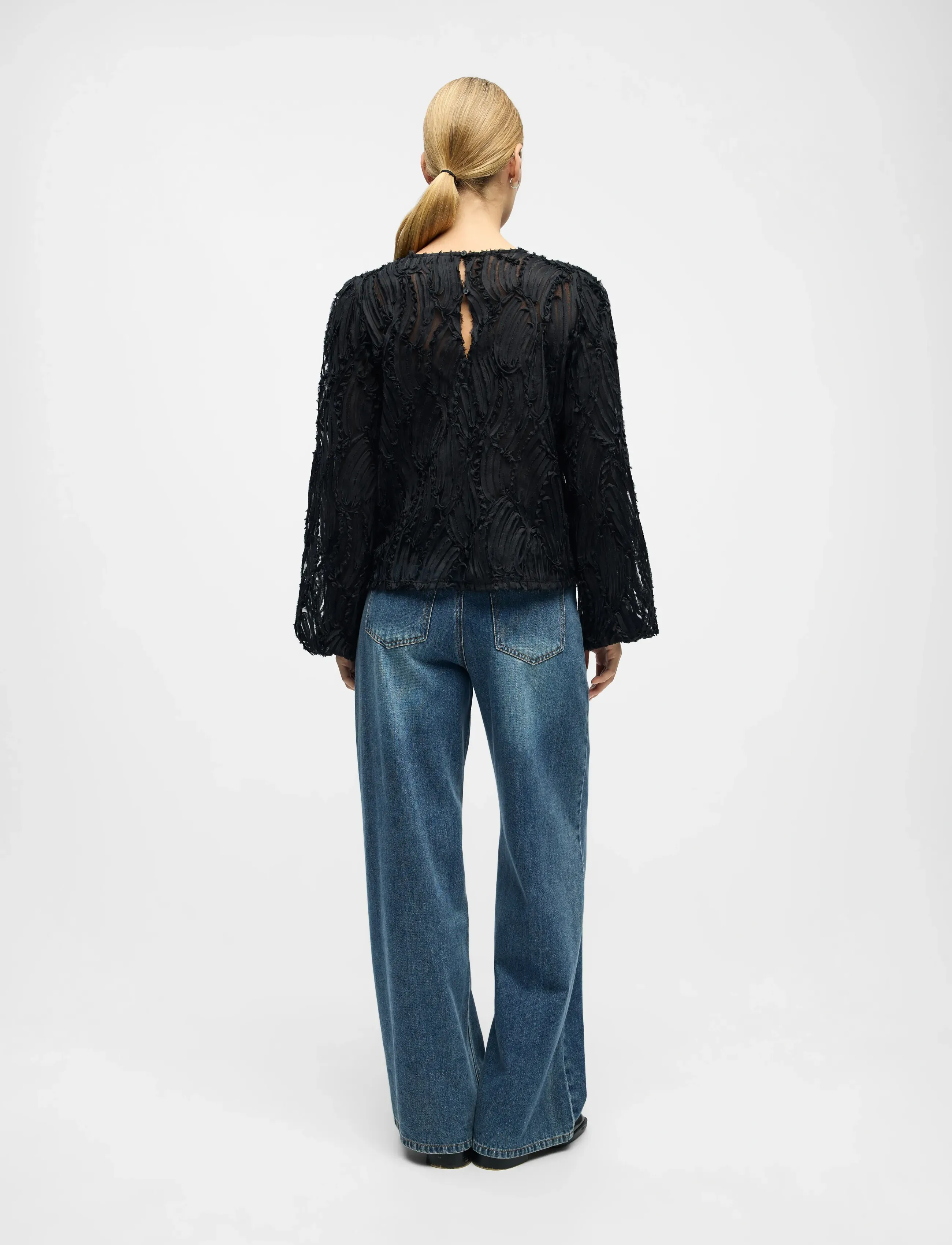 Object - OBJLUCIE L/S RE O-NECK TOP NOOS - langærmede bluser - black - 2