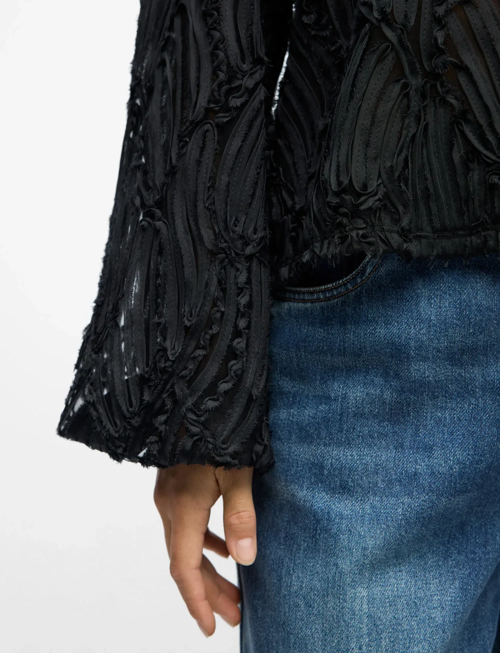 Object - OBJLUCIE L/S RE O-NECK TOP NOOS - langærmede bluser - black - 4