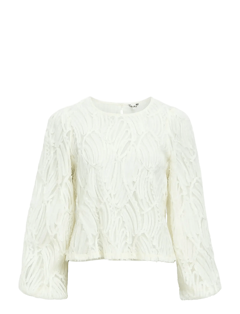 Object - OBJLUCIE L/S RE O-NECK TOP NOOS - palaidinės ilgomis rankovėmis - white sand - 1