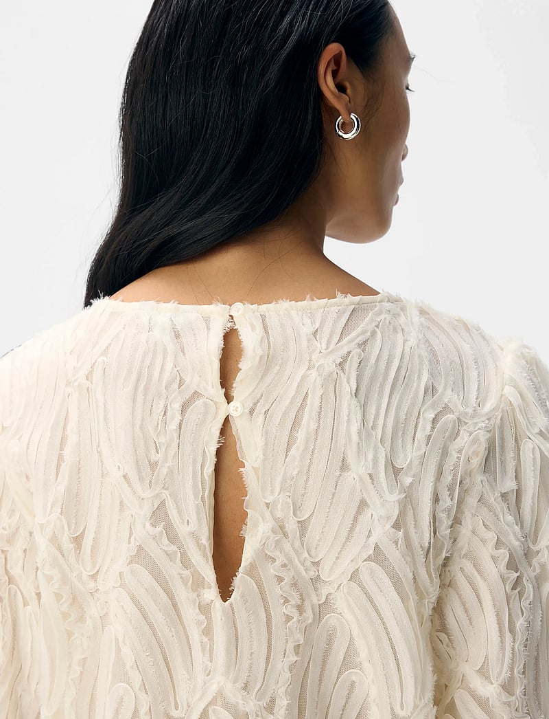 Object - OBJLUCIE L/S RE O-NECK TOP NOOS - palaidinės ilgomis rankovėmis - white sand - 0