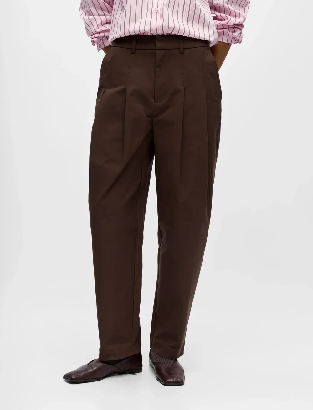 Object - OBJNEROLA HW STRAIGHT PANT 141 - lietišķā stila bikses - seal brown - 0