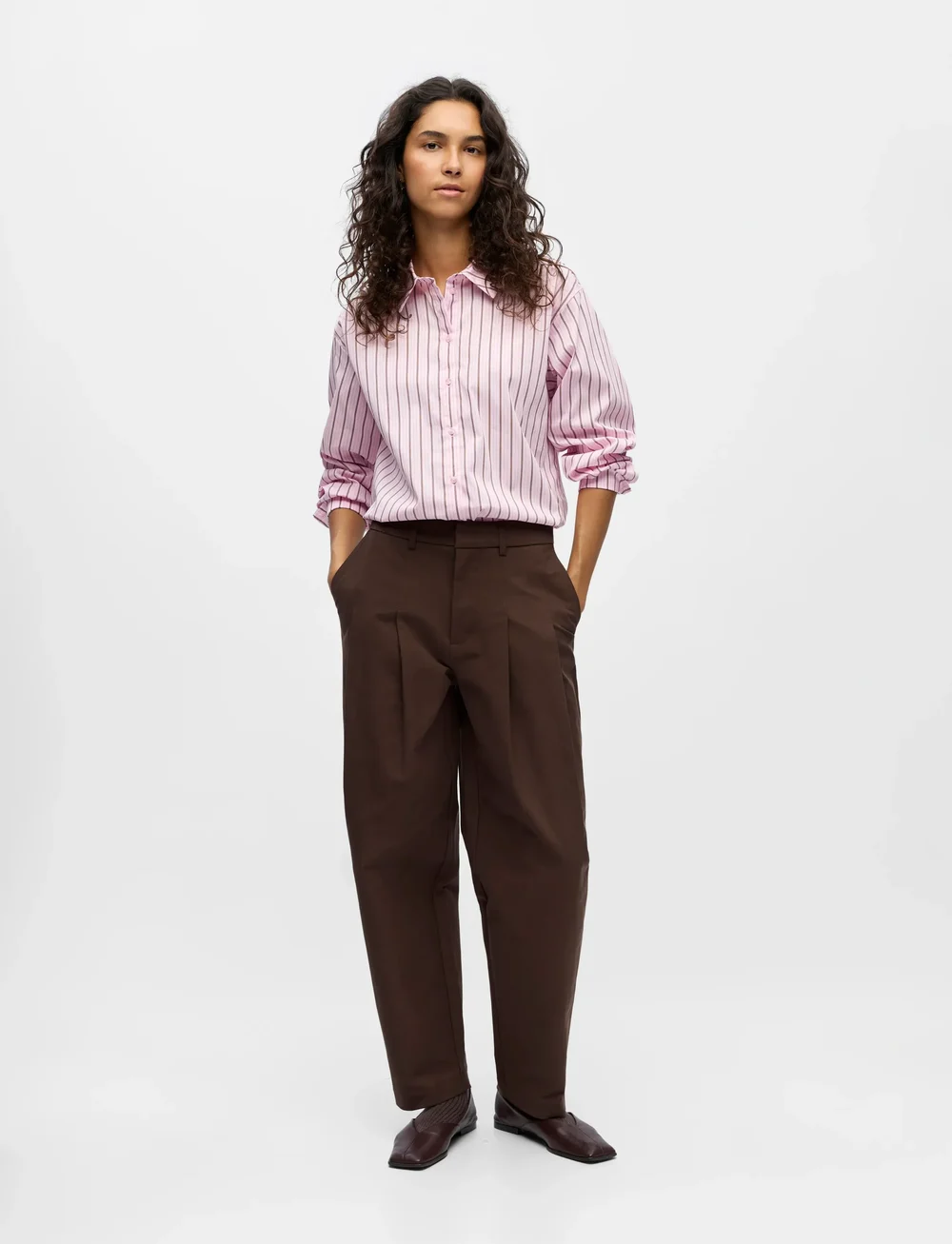 Object - OBJNEROLA HW STRAIGHT PANT 141 - lietišķā stila bikses - seal brown - 4