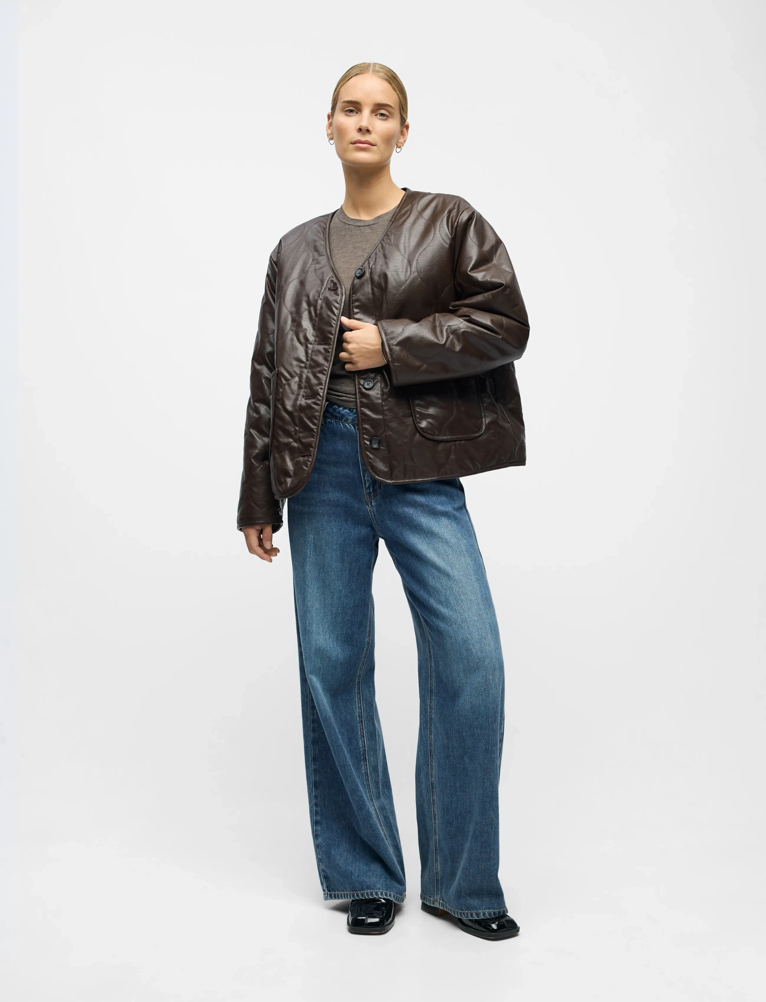 Object Objolivia L/S Lo Jacket 141, 40, Brown, Jakker > Quiltede Jakker, Dame