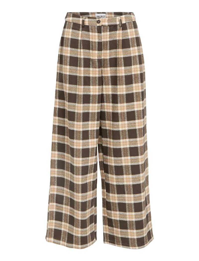 Object - OBJPETRA MW WIDE PANTS 141 - culottes - seal brown - 0