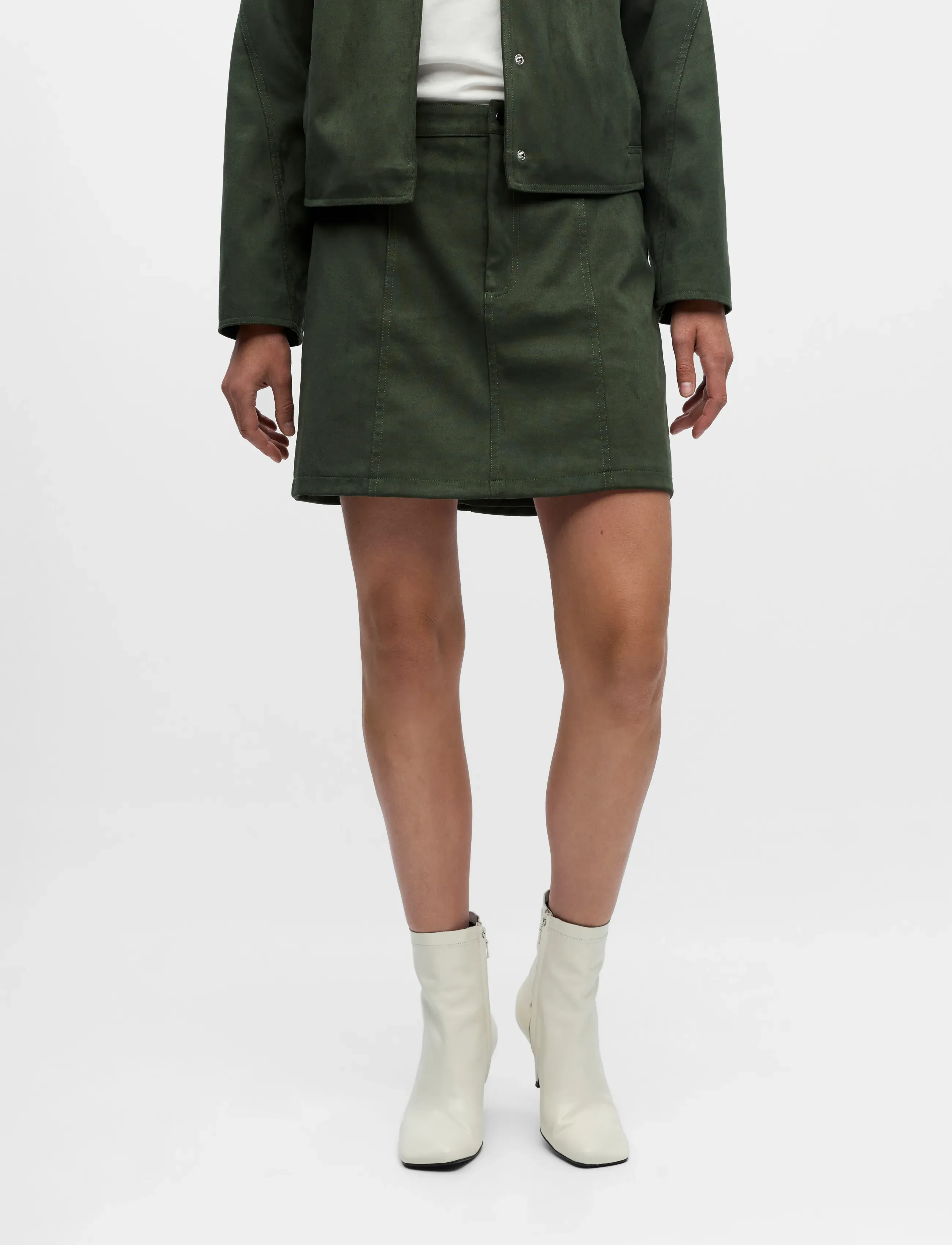 Object Objallie Hw Short Skirt 141, 38, Röcke, Khakigrün - Frauen