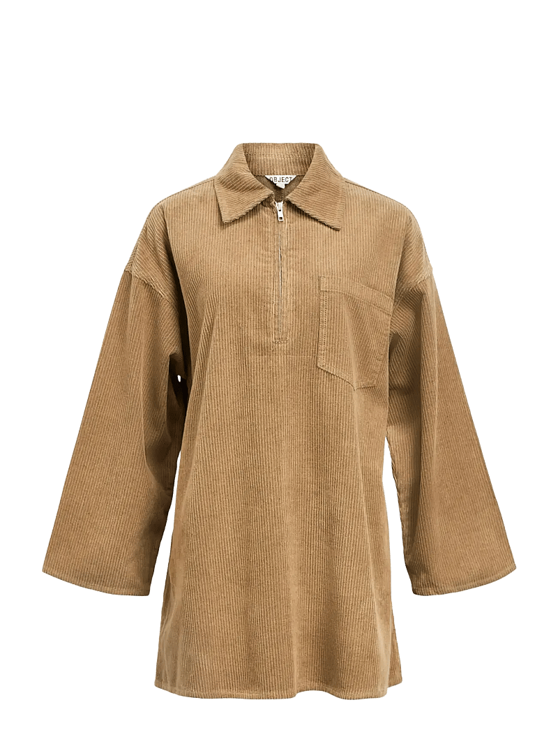 Object - OBJALIMA OZ L/S SHIRT DRESS 141 - skjortekjoler - tannin - 1