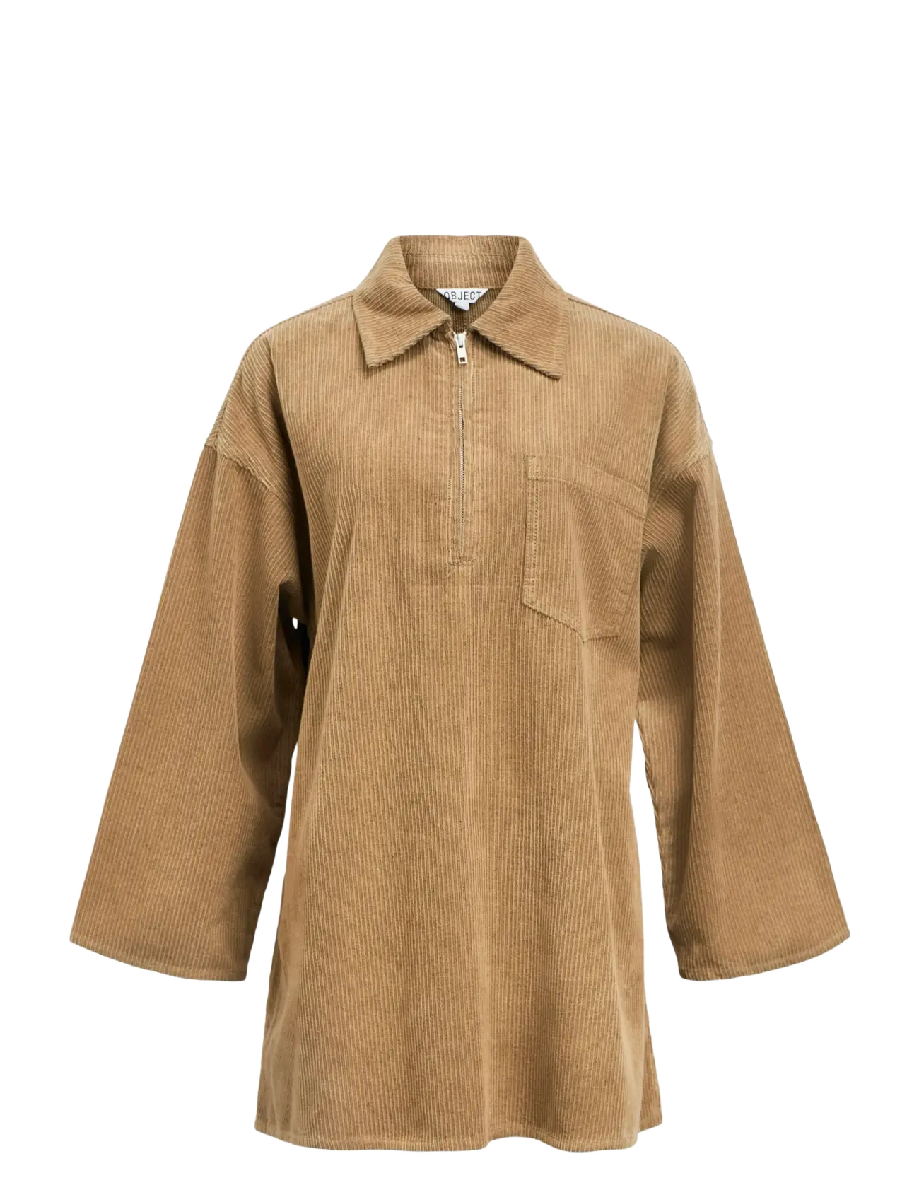 Object OBJALIMA OZ L/S SHIRT DRESS 141 - Pluusid ja särgid - TANNIN / beige