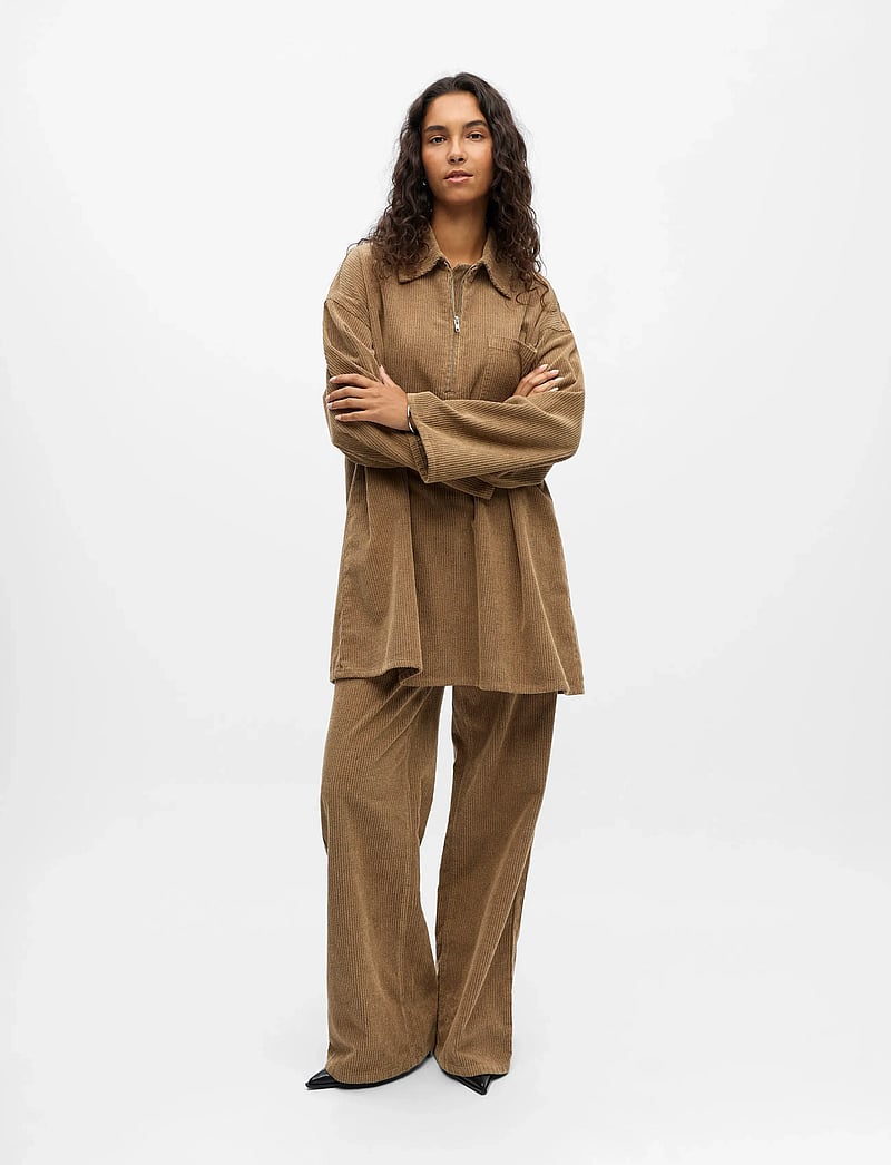 Object - OBJALIMA OZ L/S SHIRT DRESS 141 - skjortekjoler - tannin - 0