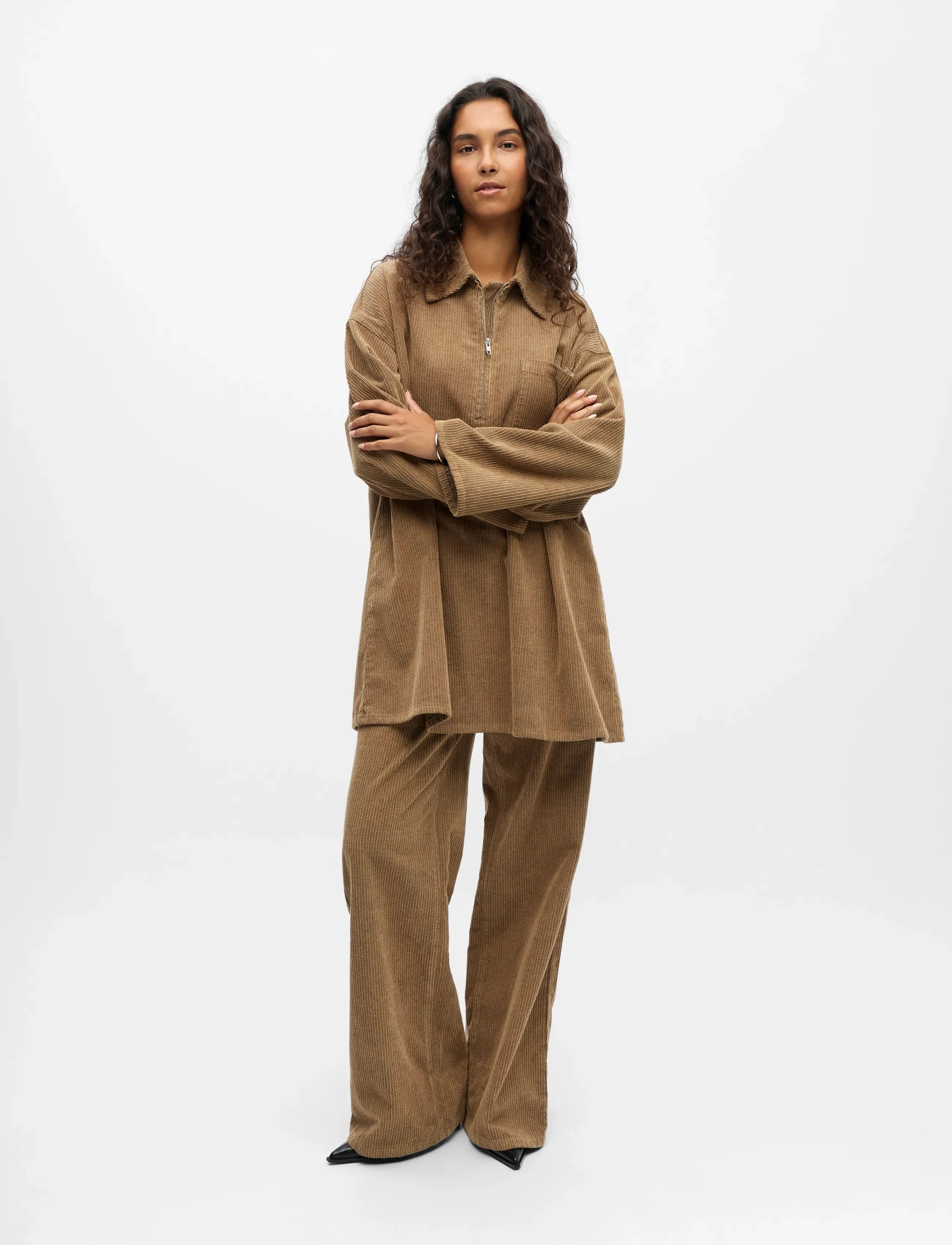 Object OBJALIMA OZ L/S SHIRT DRESS 141 - Tunikaer - TANNIN / beige