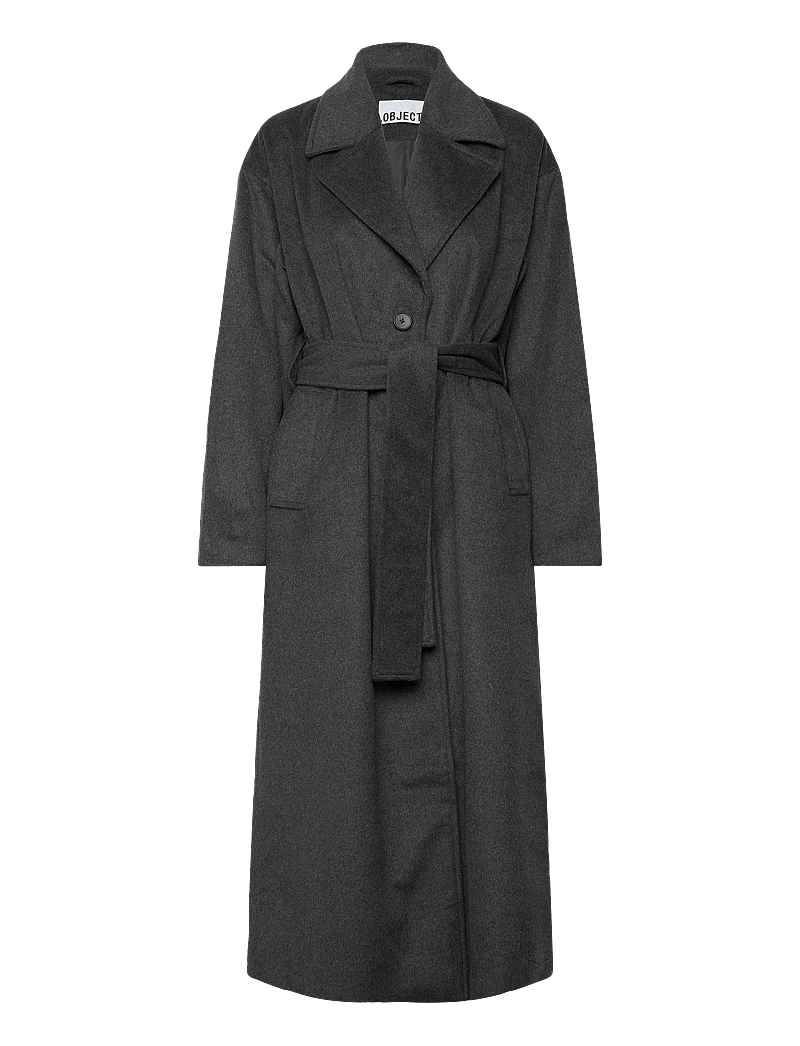 Object - OBJAUBREY L/S LO COAT 141 - wollmäntel - medium grey melange - 1