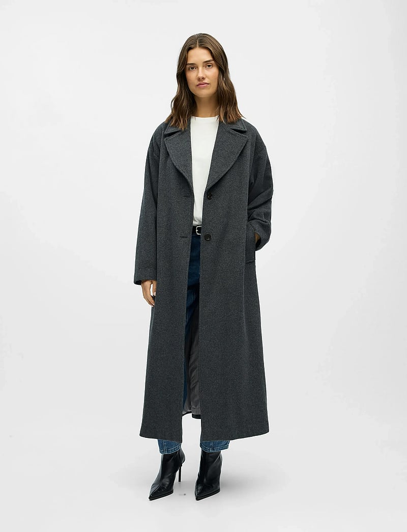 Object - OBJAUBREY L/S LO COAT 141 - wollmäntel - medium grey melange - 0