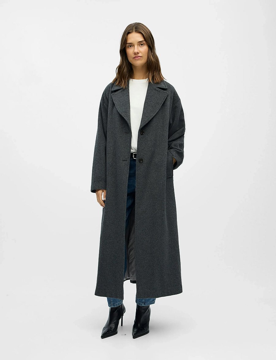 Object - OBJAUBREY L/S LO COAT 141 - winterjacken - medium grey melange - 0