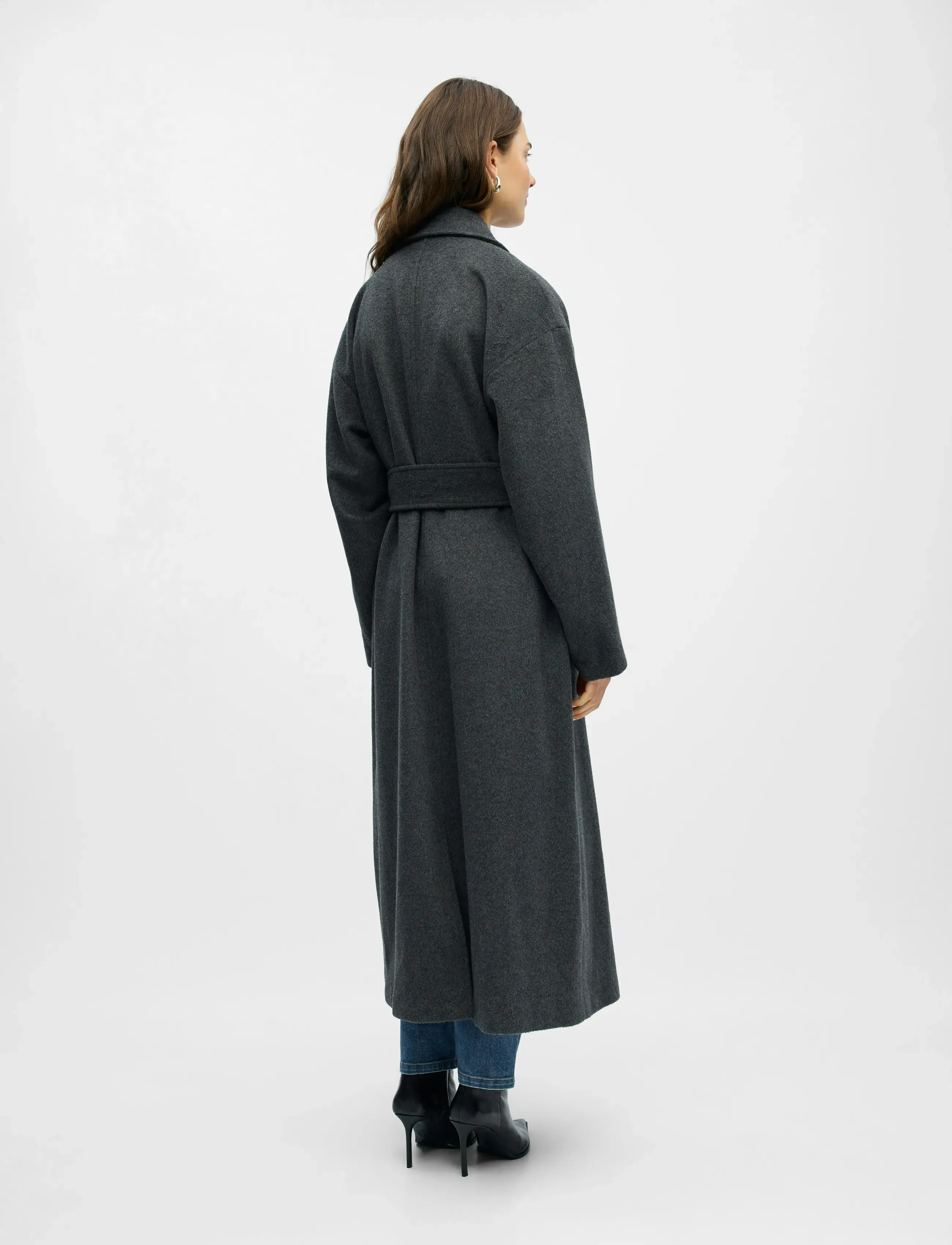 Object - OBJAUBREY L/S LO COAT 141 - vilnoniai paltai - medium grey melange - 3