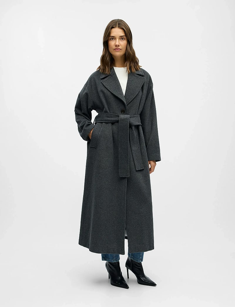 Object - OBJAUBREY L/S LO COAT 141 - wollmäntel - medium grey melange - 4