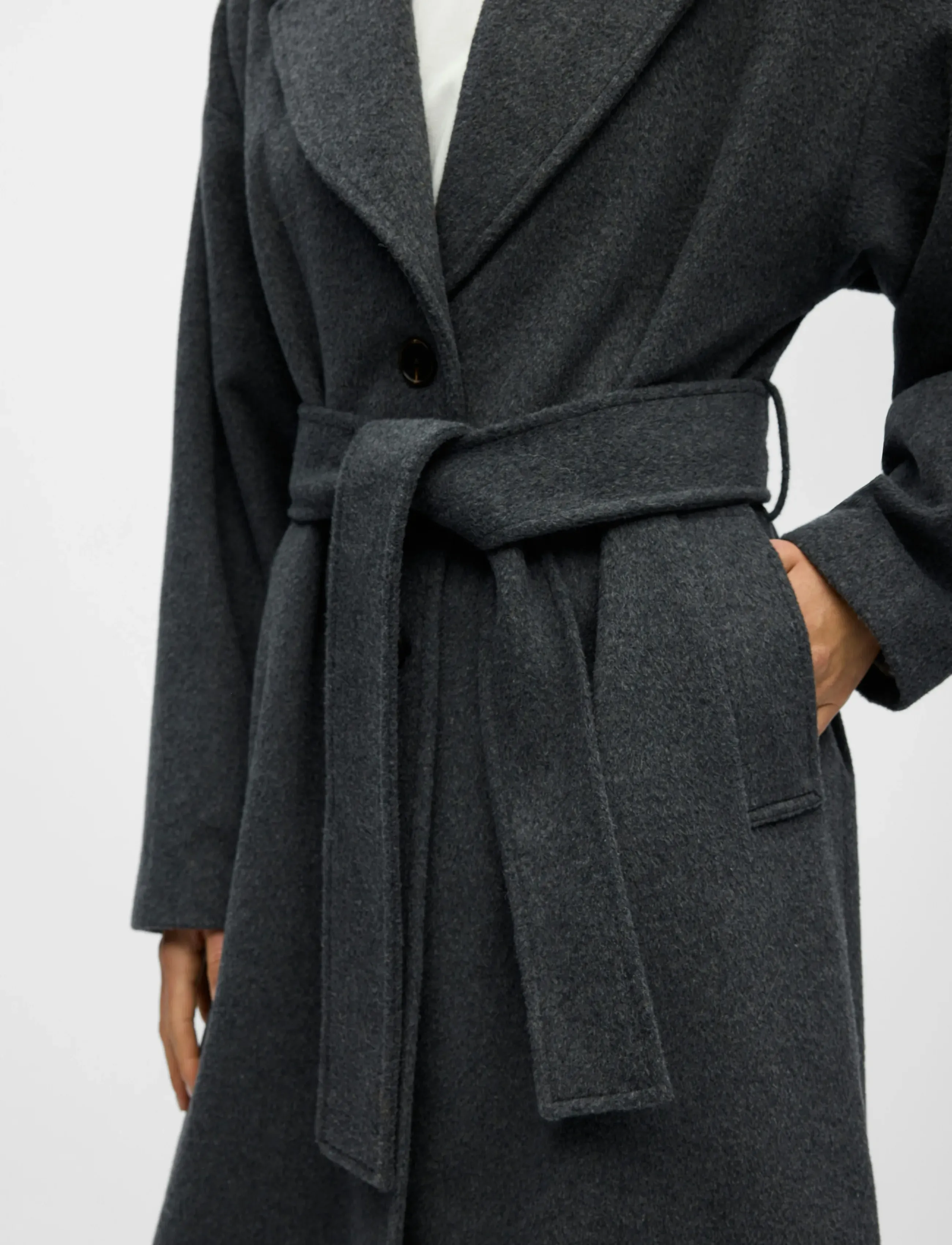 Object - OBJAUBREY L/S LO COAT 141 - vilnoniai paltai - medium grey melange - 5