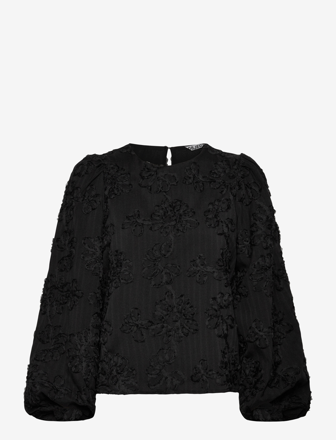 Object - OBJLULA L/S RE O-NECK TOP 141 - long-sleeved shirts - black - 0