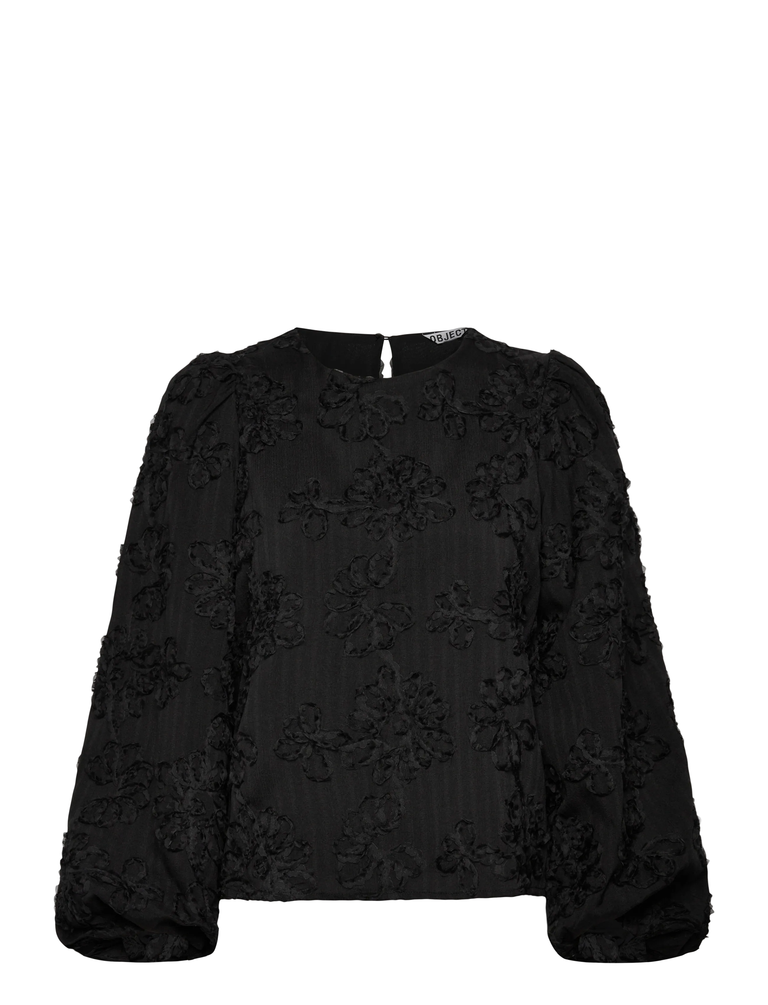 OBJLULA L/S RE O-NECK TOP 141 - BLACK