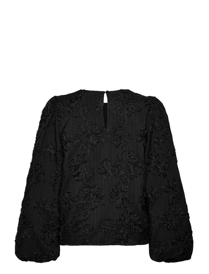 Object - OBJLULA L/S RE O-NECK TOP 141 - långärmade skjortor - black - 1