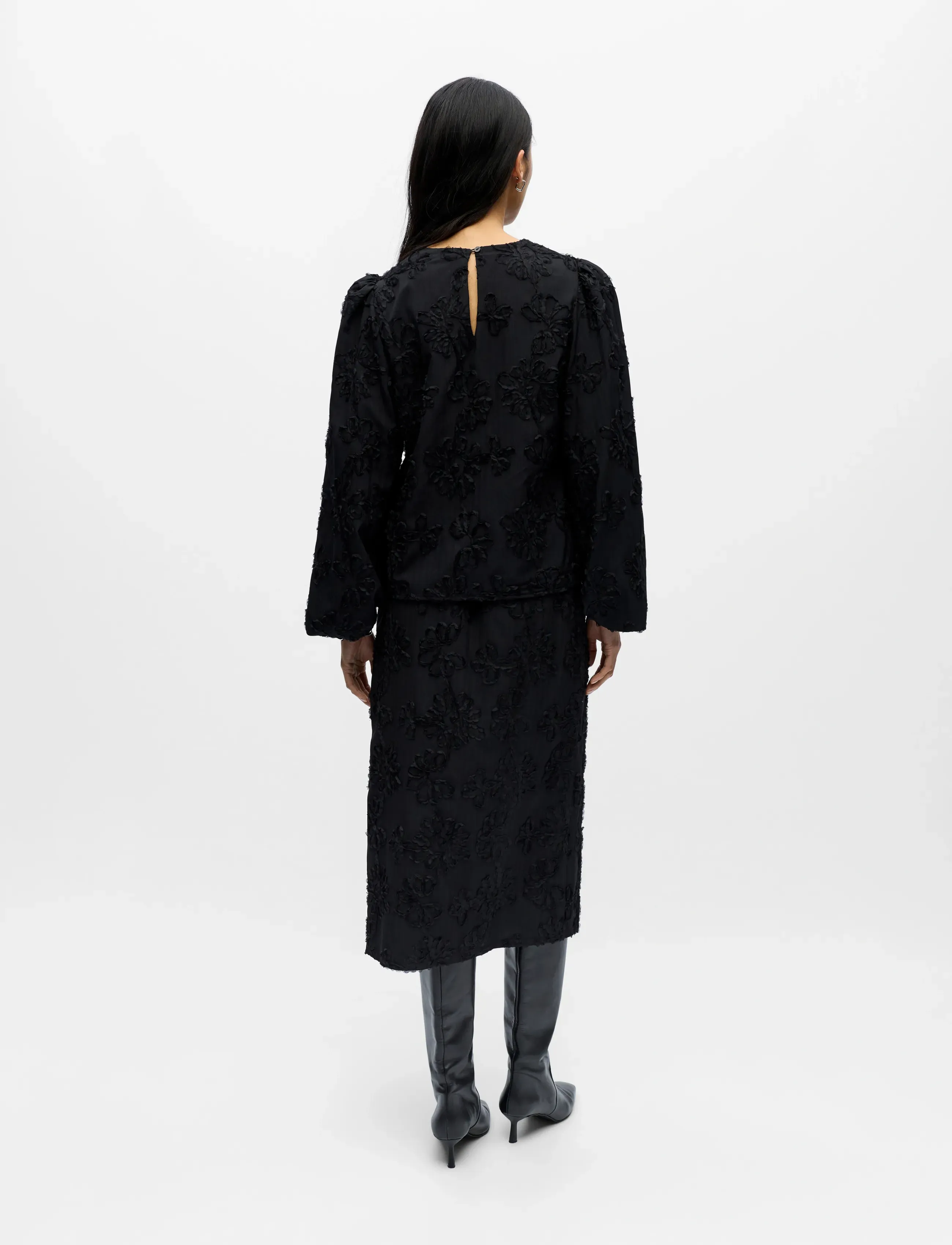 Object - OBJLULA L/S RE O-NECK TOP 141 - krekli ar garām piedurknēm - black - 3