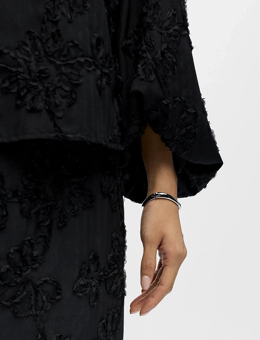 Object - OBJLULA L/S RE O-NECK TOP 141 - krekli ar garām piedurknēm - black - 4
