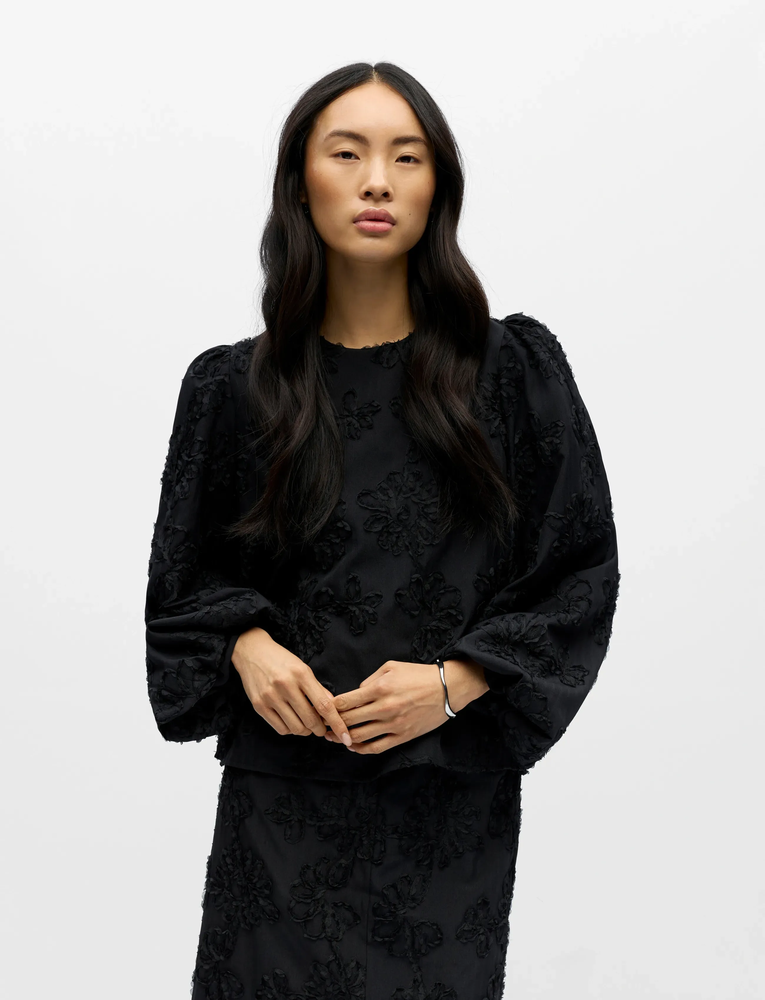 Object - OBJLULA L/S RE O-NECK TOP 141 - long-sleeved shirts - black - 5