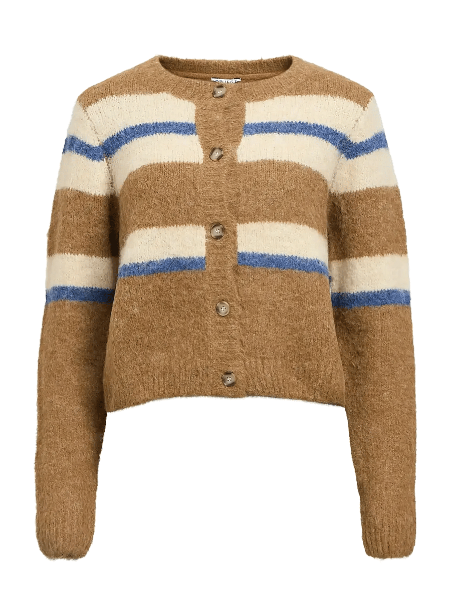 Object - OBJGALIA L/S RE KNIT CARDIGAN NOOS - gilets - tannin - 1