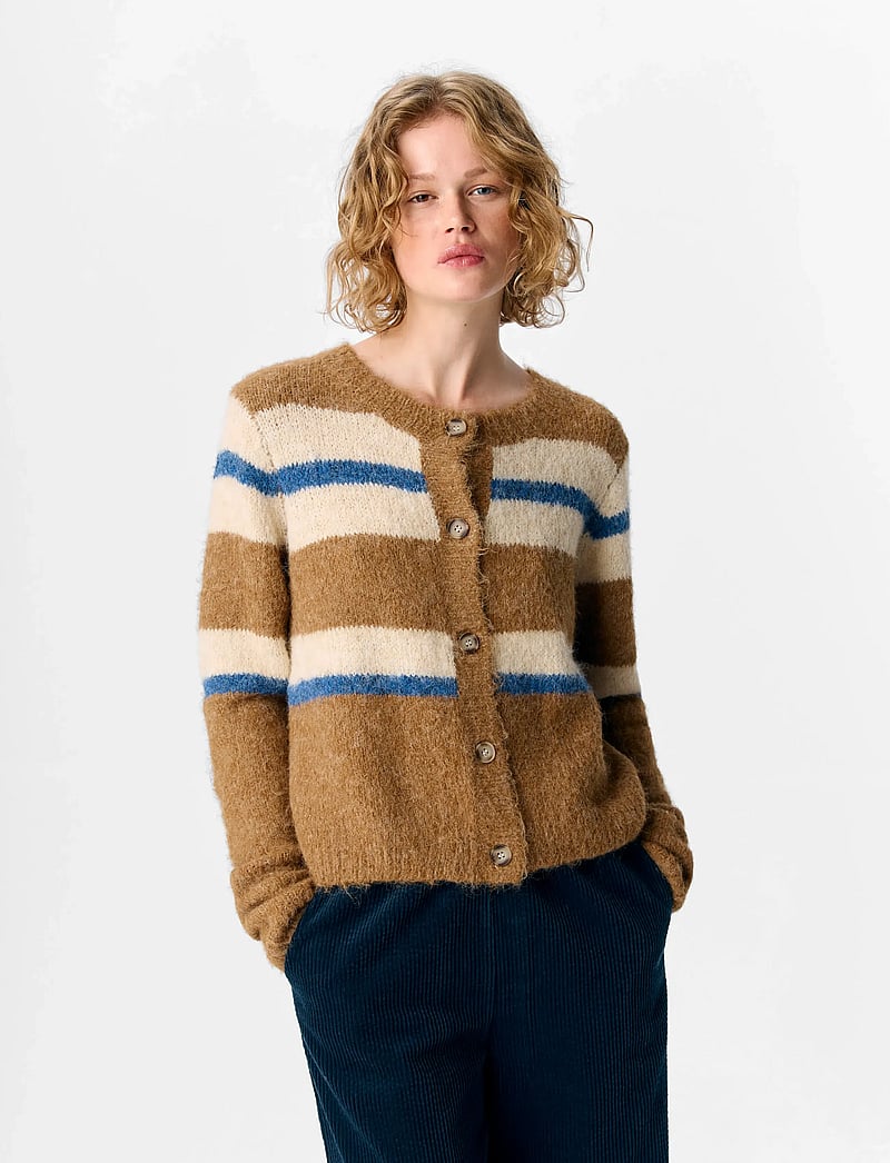 Object - OBJGALIA L/S RE KNIT CARDIGAN NOOS - koftor - tannin - 0