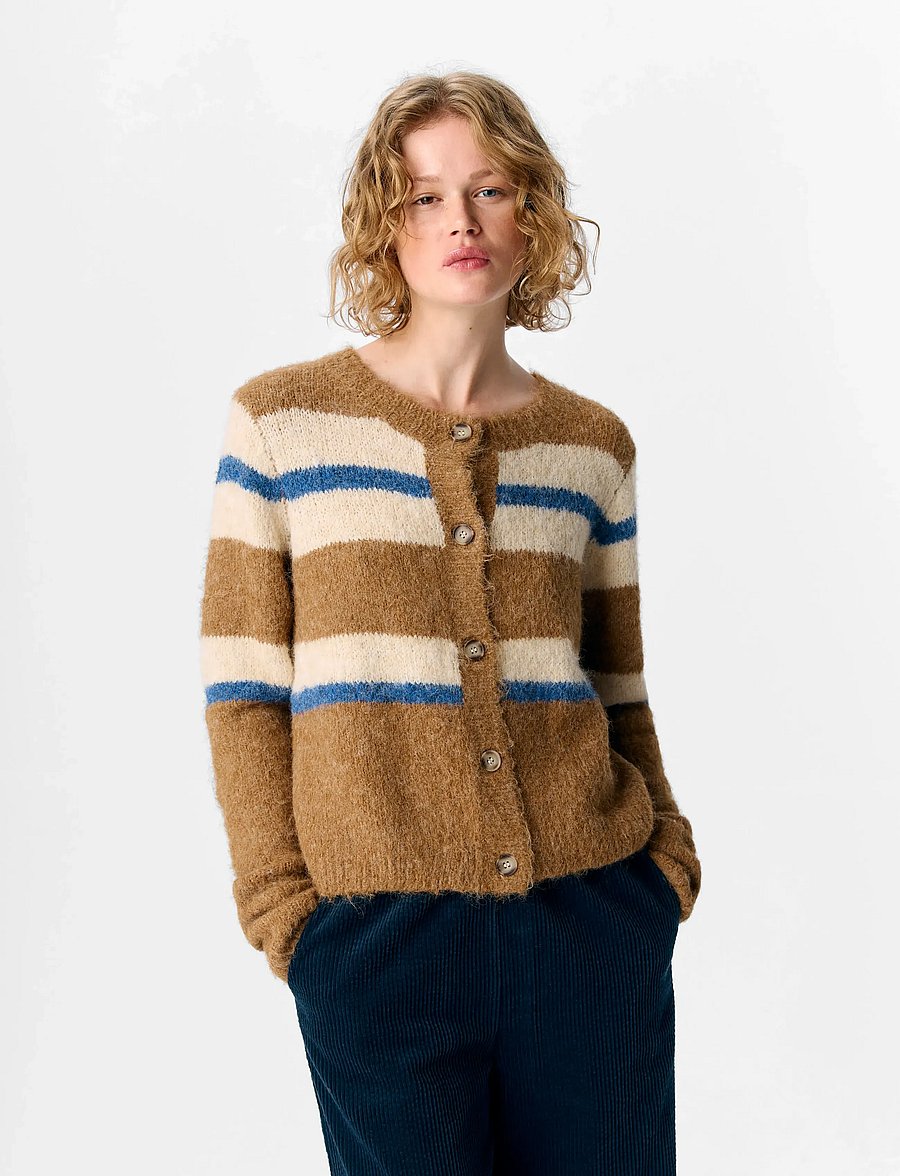 Object - OBJGALIA L/S RE KNIT CARDIGAN NOOS - gilets - tannin - 0