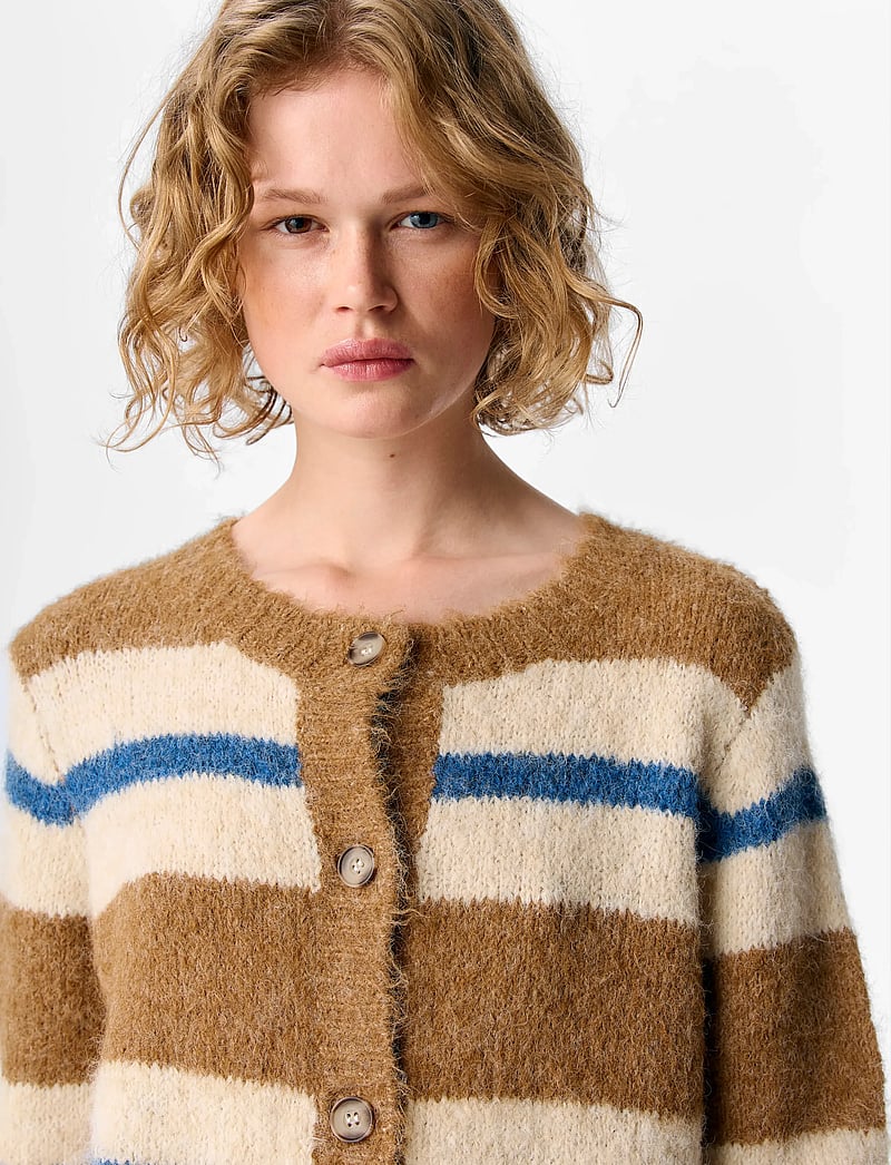 Object - OBJGALIA L/S RE KNIT CARDIGAN NOOS - koftor - tannin - 5