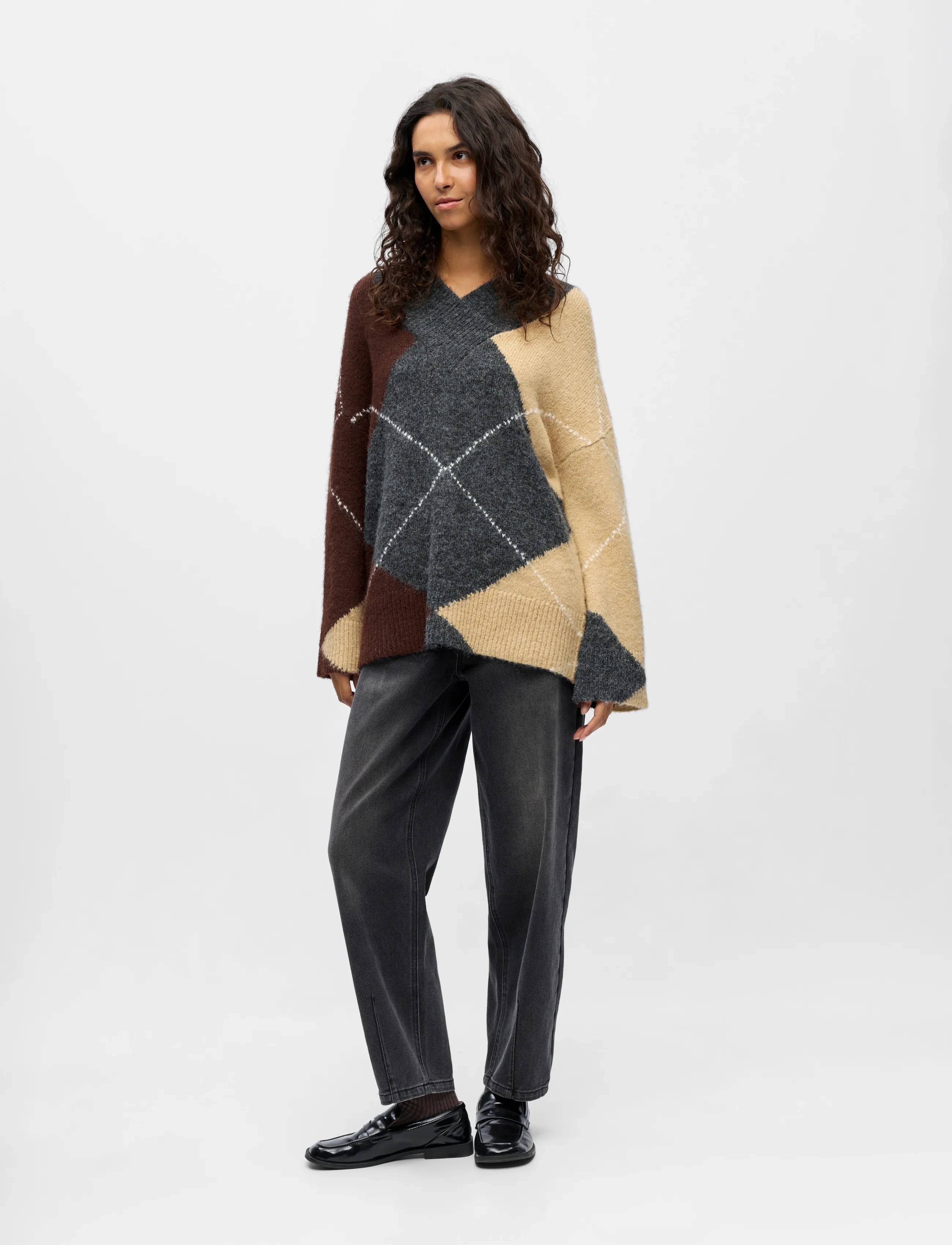 Object - OBJZENA KNIT L/S LO PULLOVER 141 - pullover - dark grey melange - 4