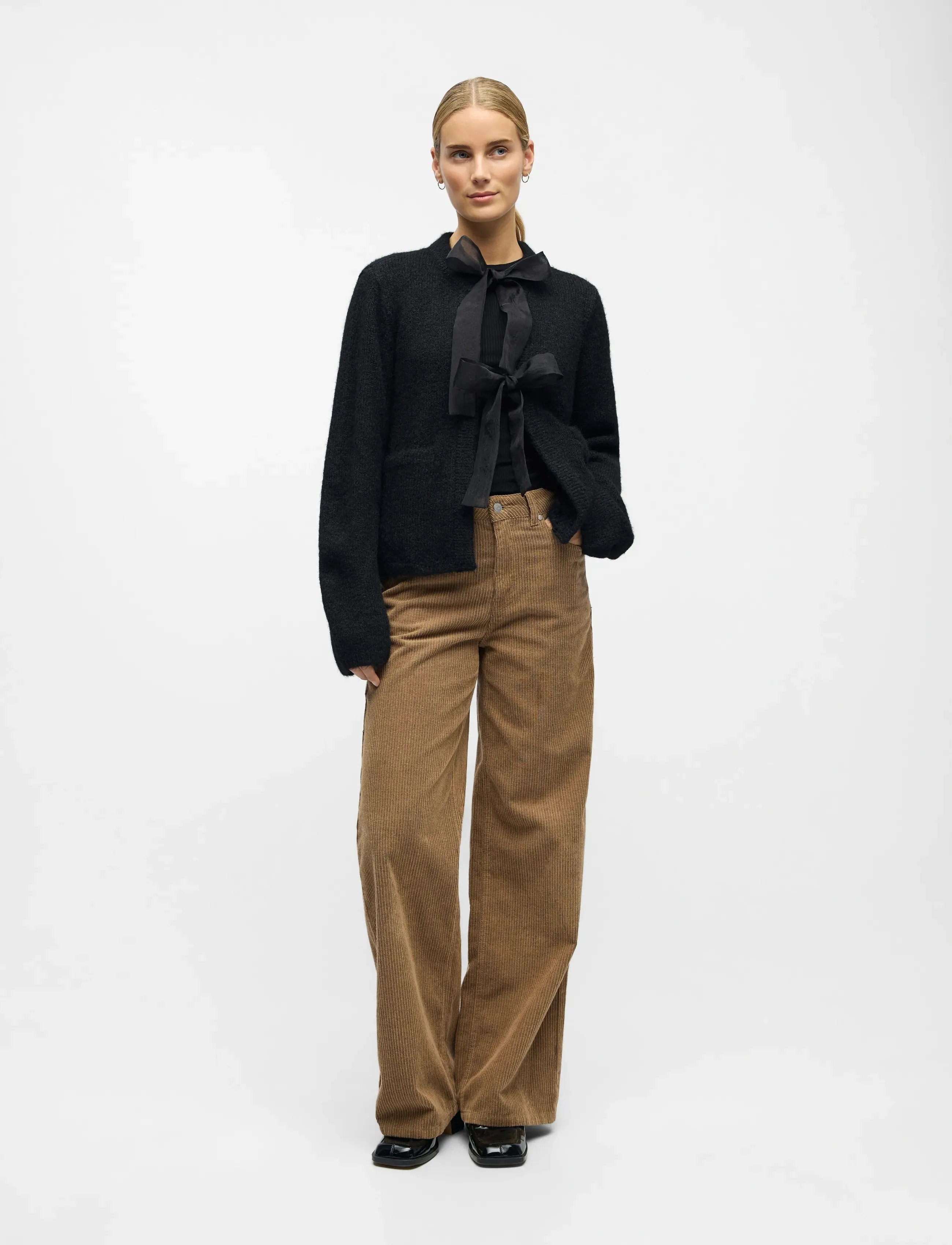Objsaggia L/S Lo Knit Bow Cardigan Div 4