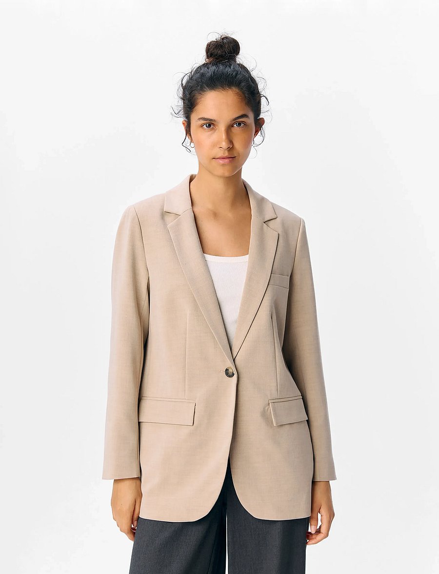 Object - OBJIVY SIGRID LO BLAZER DIV - einhnepptir jakkar - tannin - 0