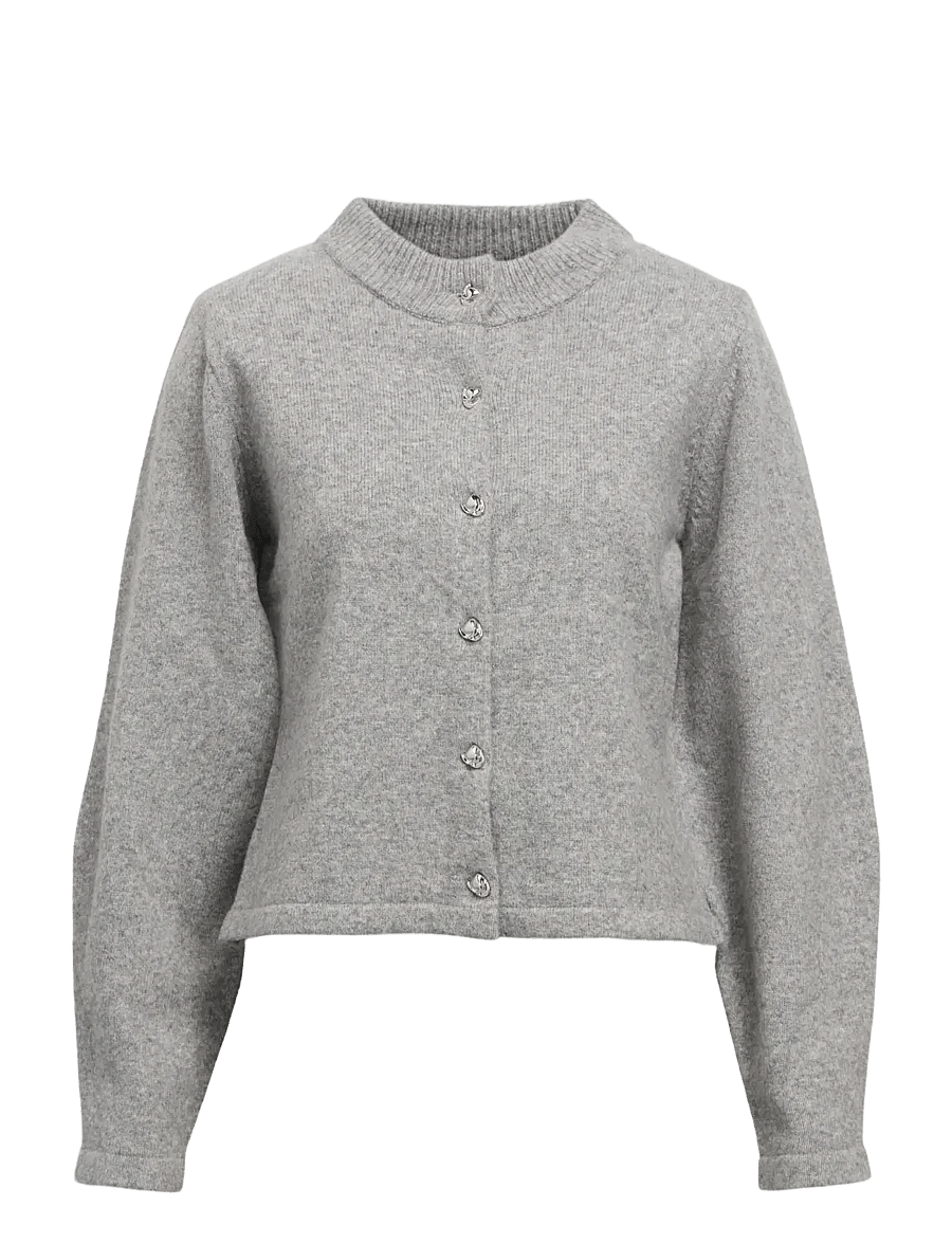 Object - OBJZARI L/S RE KNIT CARDIGAN 142 - strickjacken - medium grey melange - 1