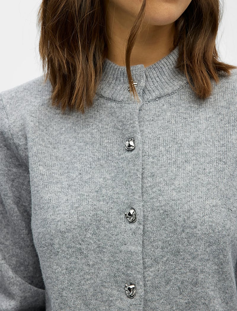 Object - OBJZARI L/S RE KNIT CARDIGAN 142 - gilets - medium grey melange - 4