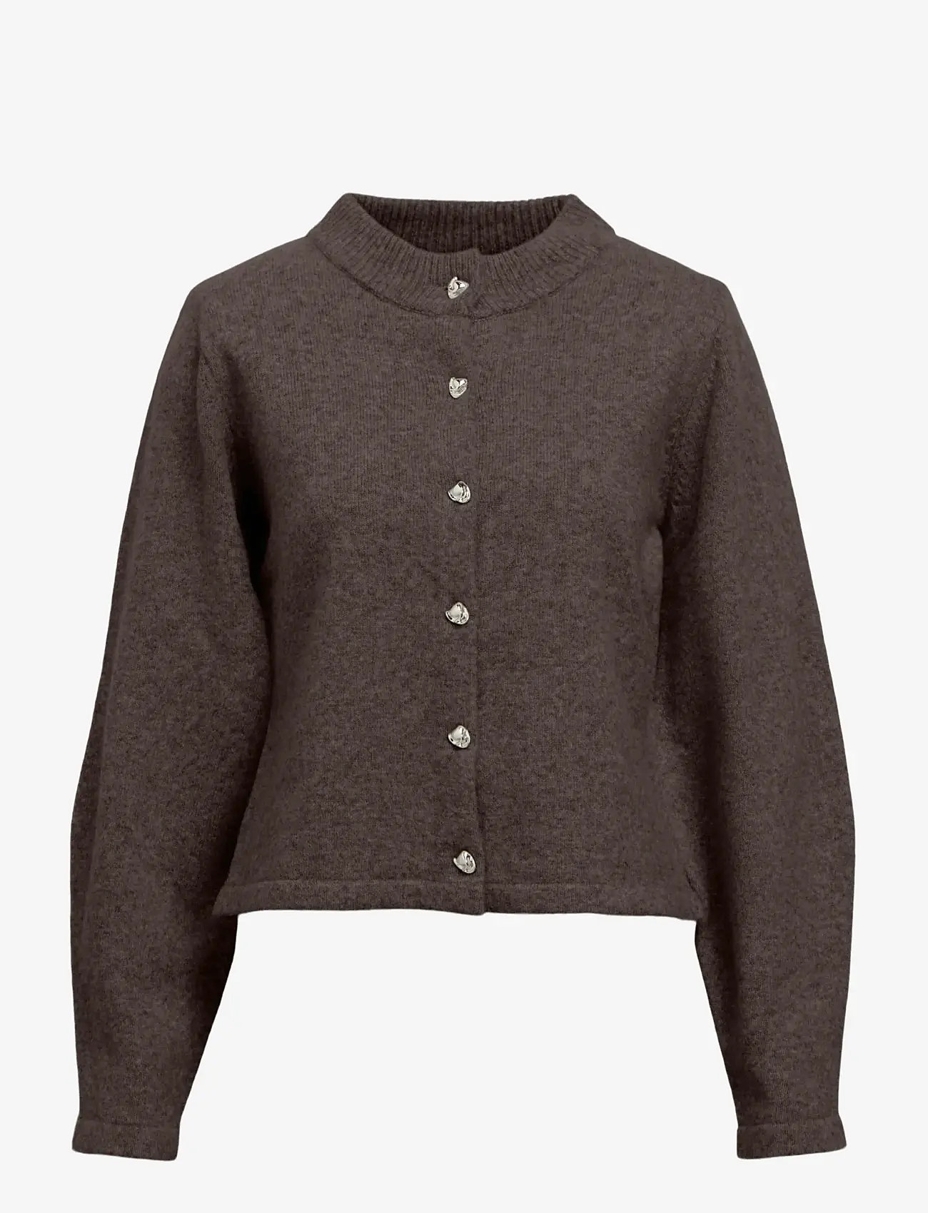 Object - OBJZARI L/S RE KNIT CARDIGAN 142 - koftor - seal brown - 1