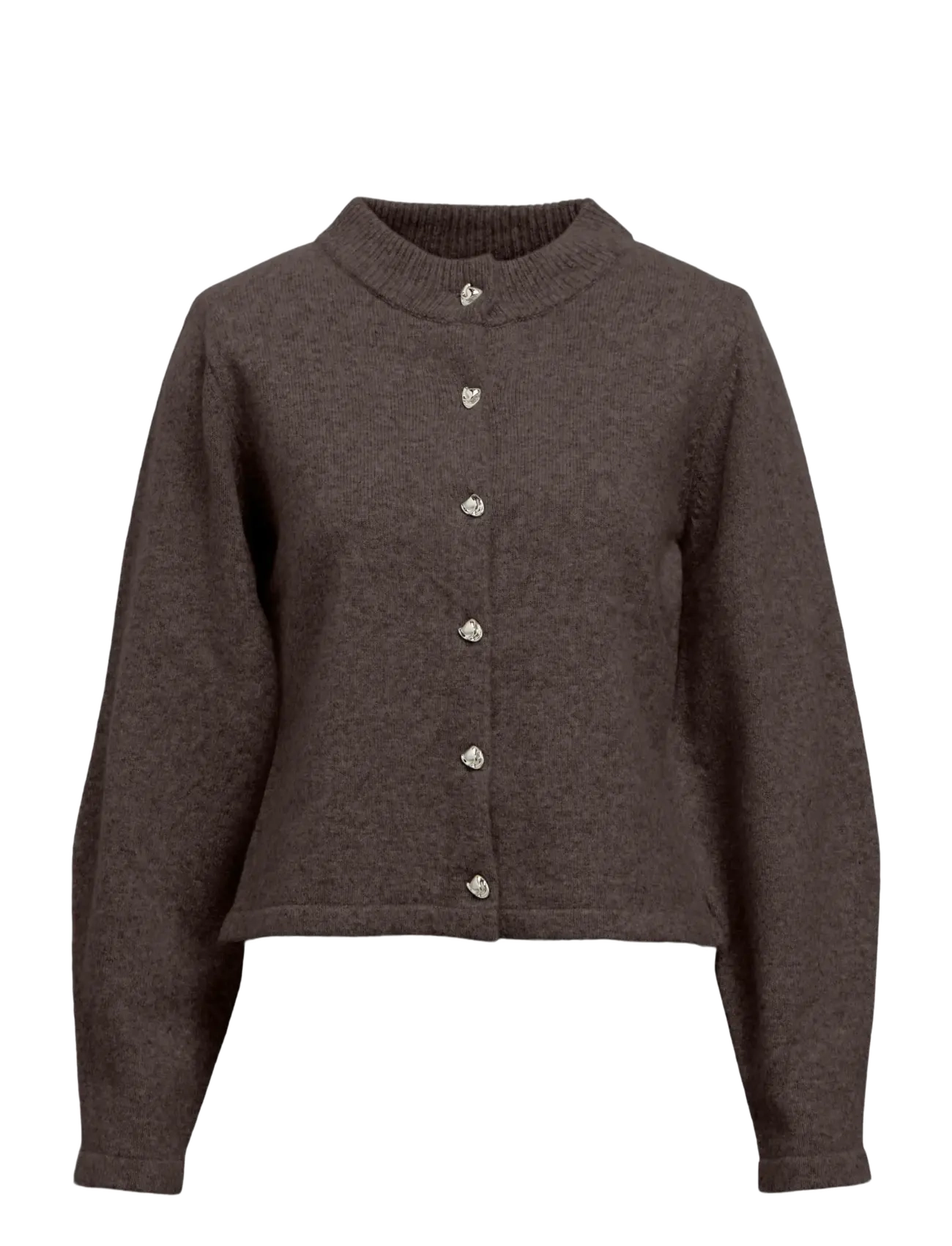 Object OBJZARI L/S RE KNIT CARDIGAN 142 - Cardigans - SEAL BROWN / brown