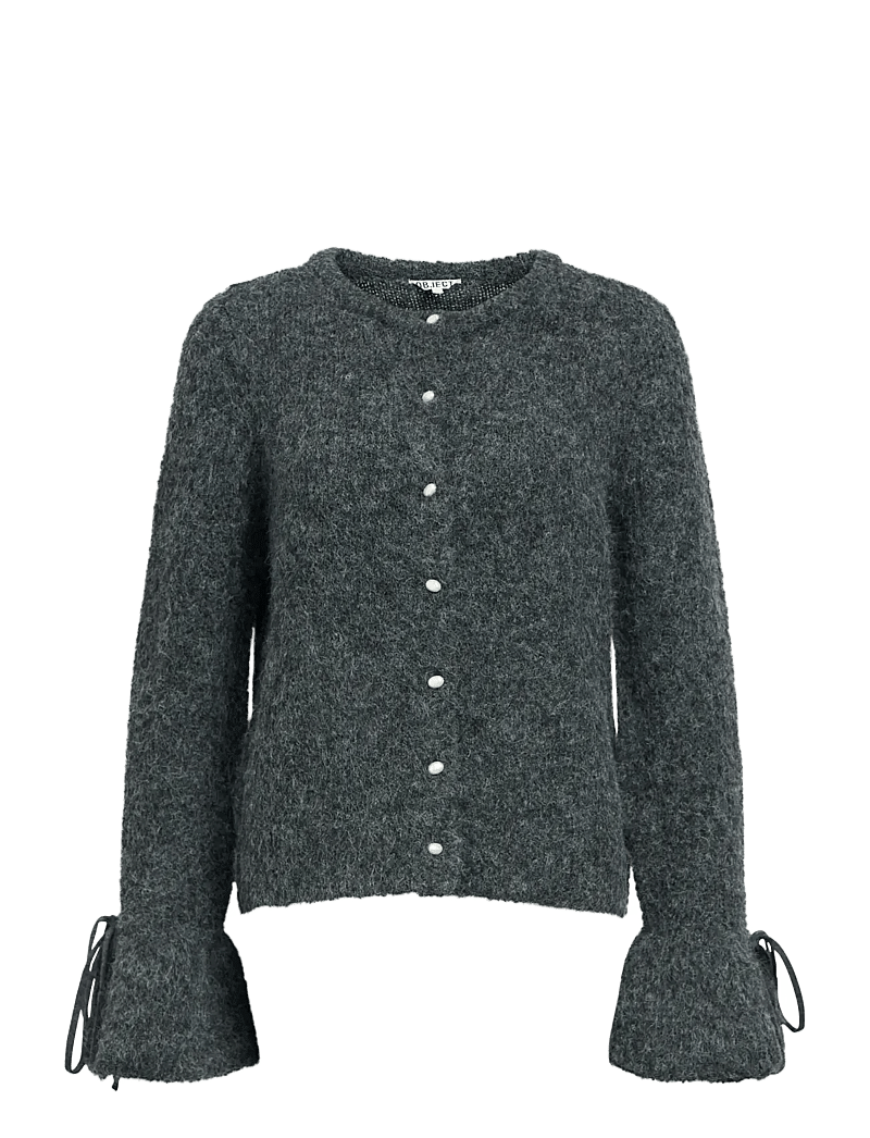 Object - OBJSALIKA L/S RE KNIT CARDIGAN 142 - cardigans - dark grey melange - 1
