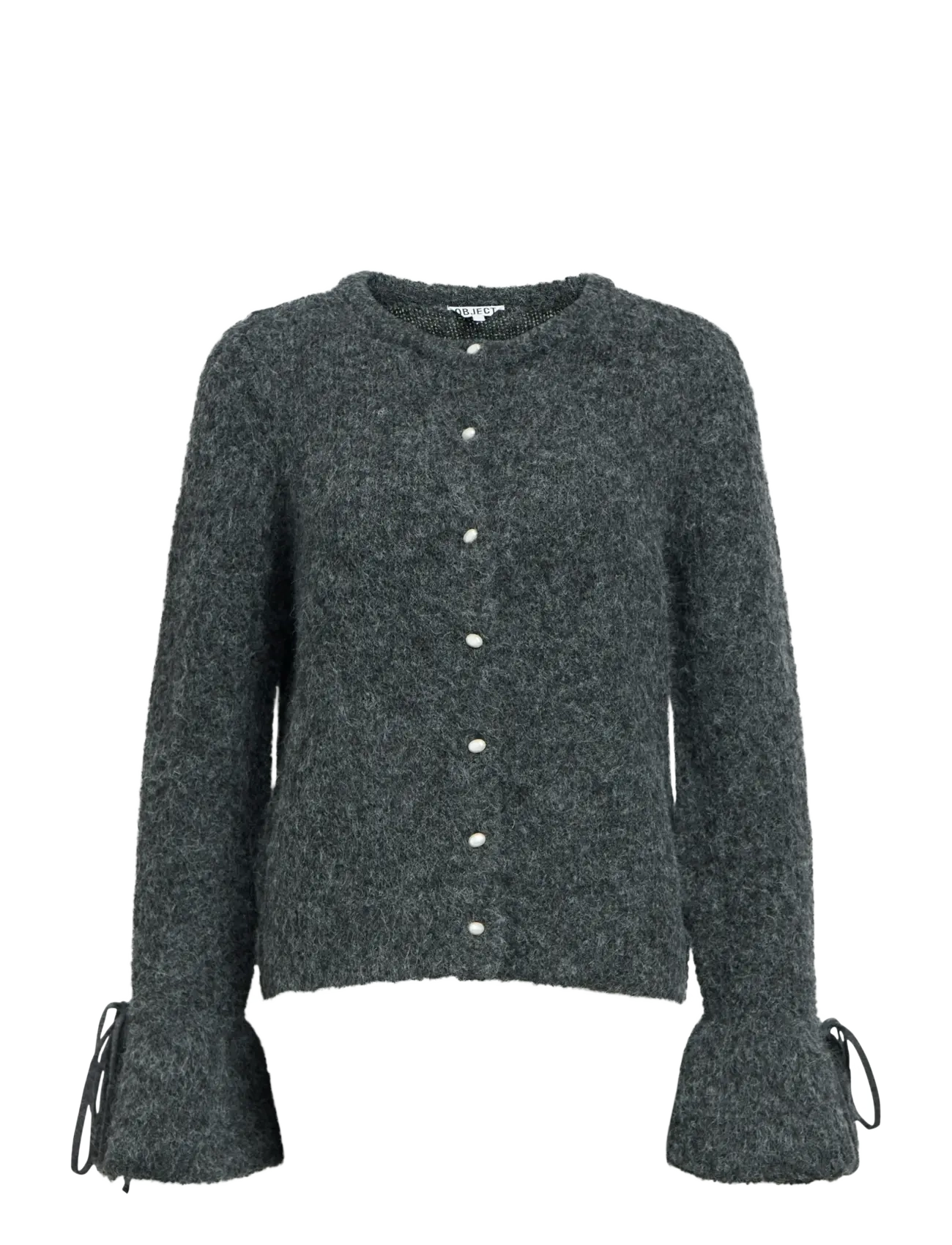 Object OBJSALIKA L/S RE KNIT CARDIGAN 142 - Transitional Layering - DARK GREY MELANGE / grey