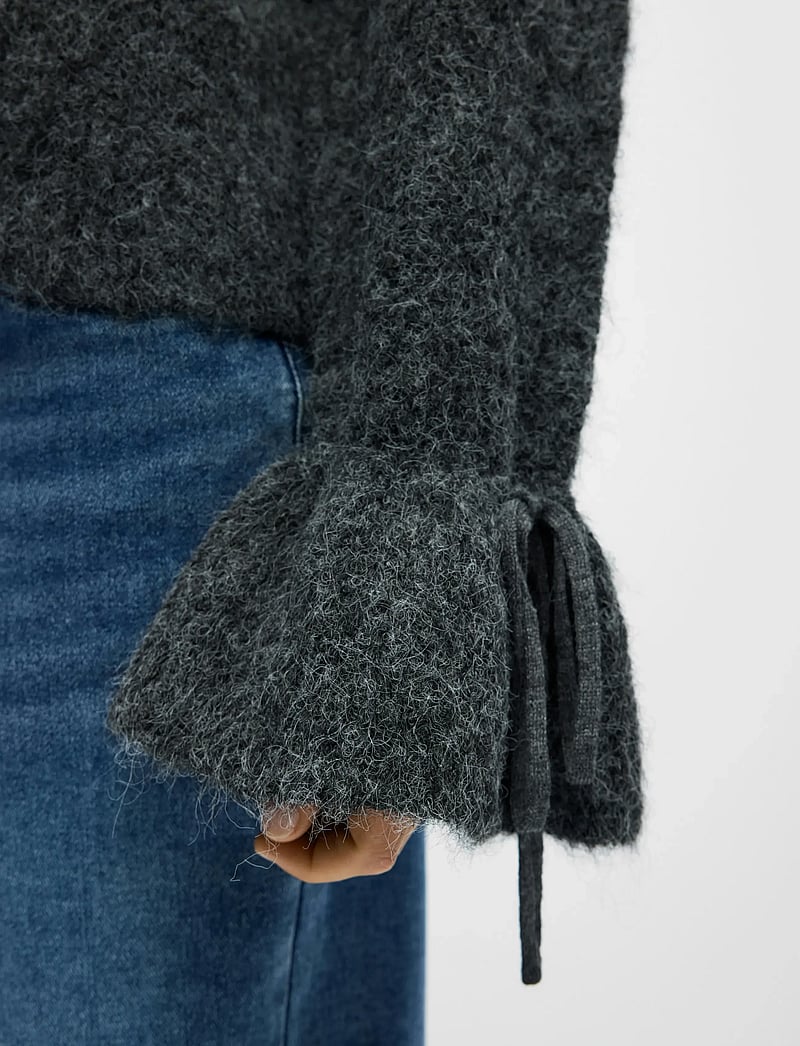 Object - OBJSALIKA L/S RE KNIT CARDIGAN 142 - cardigans - dark grey melange - 4